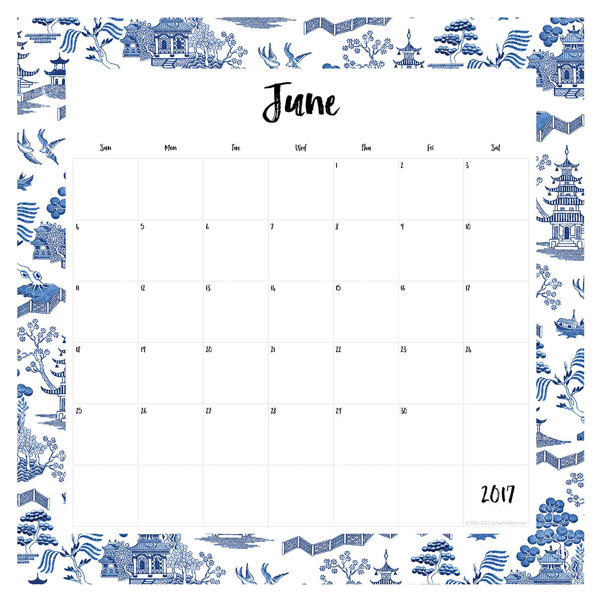 Free 2017 Printable Calendar | Pickychicken