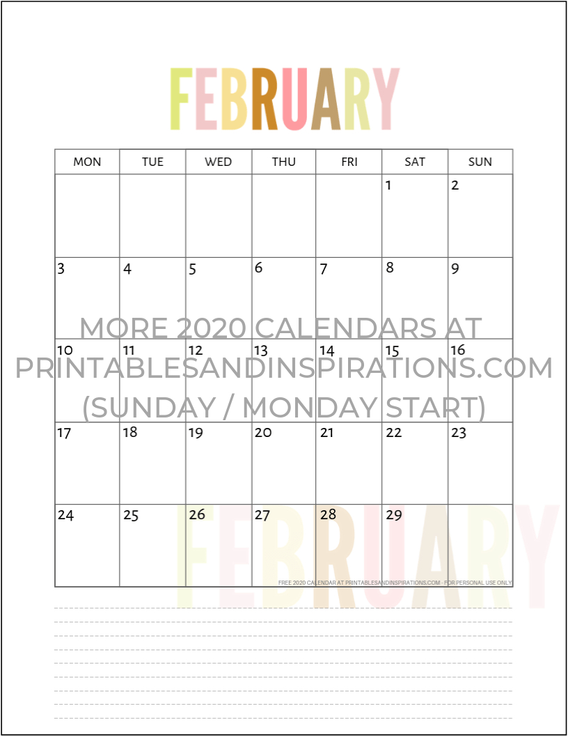 Free 2020 Calendar Printable Planner Pdf | Calendar
