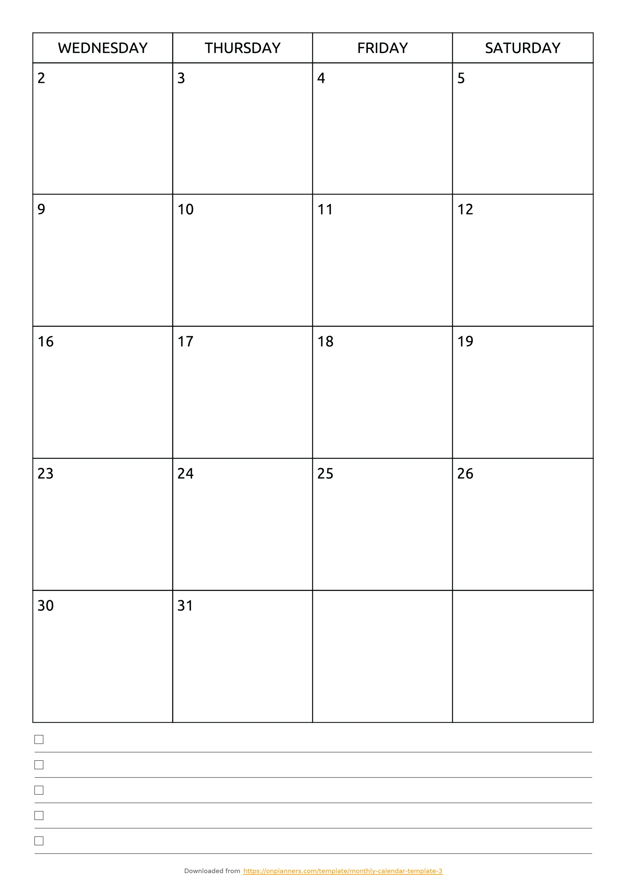 Free 8X10 Calendar Template • Printable Blank Calendar Template