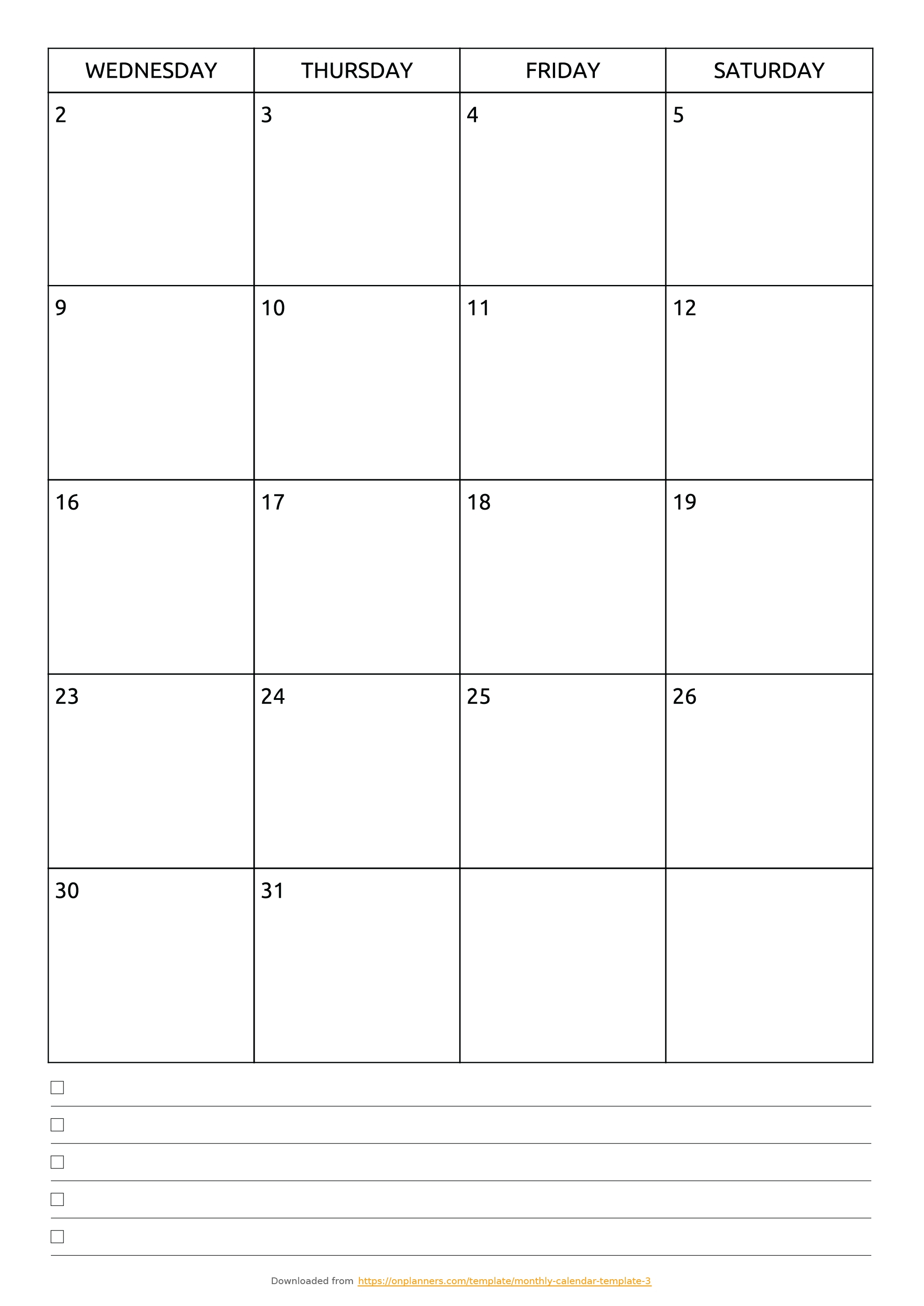 8 X 10 Prinable Blank Monthly Calendar | Example Calendar Printable