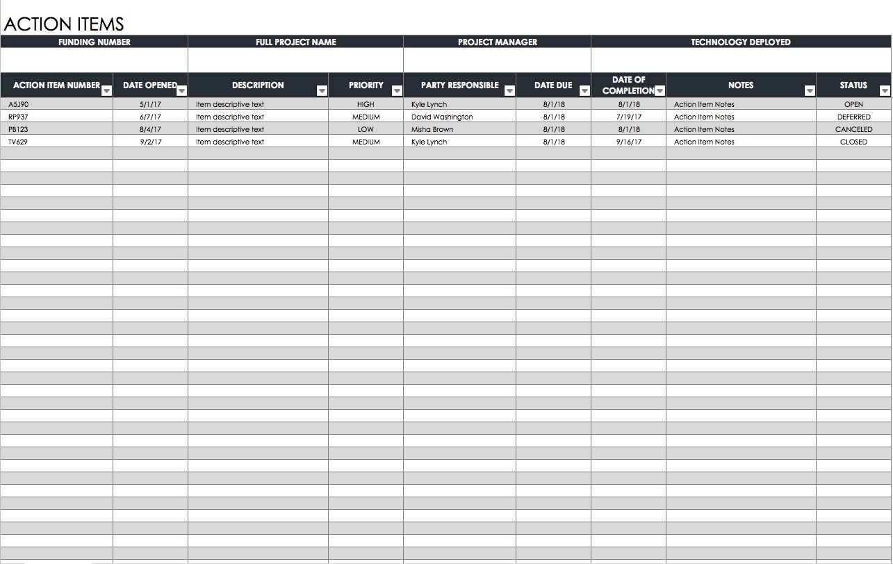 Free Action Plan Templates - Smartsheet