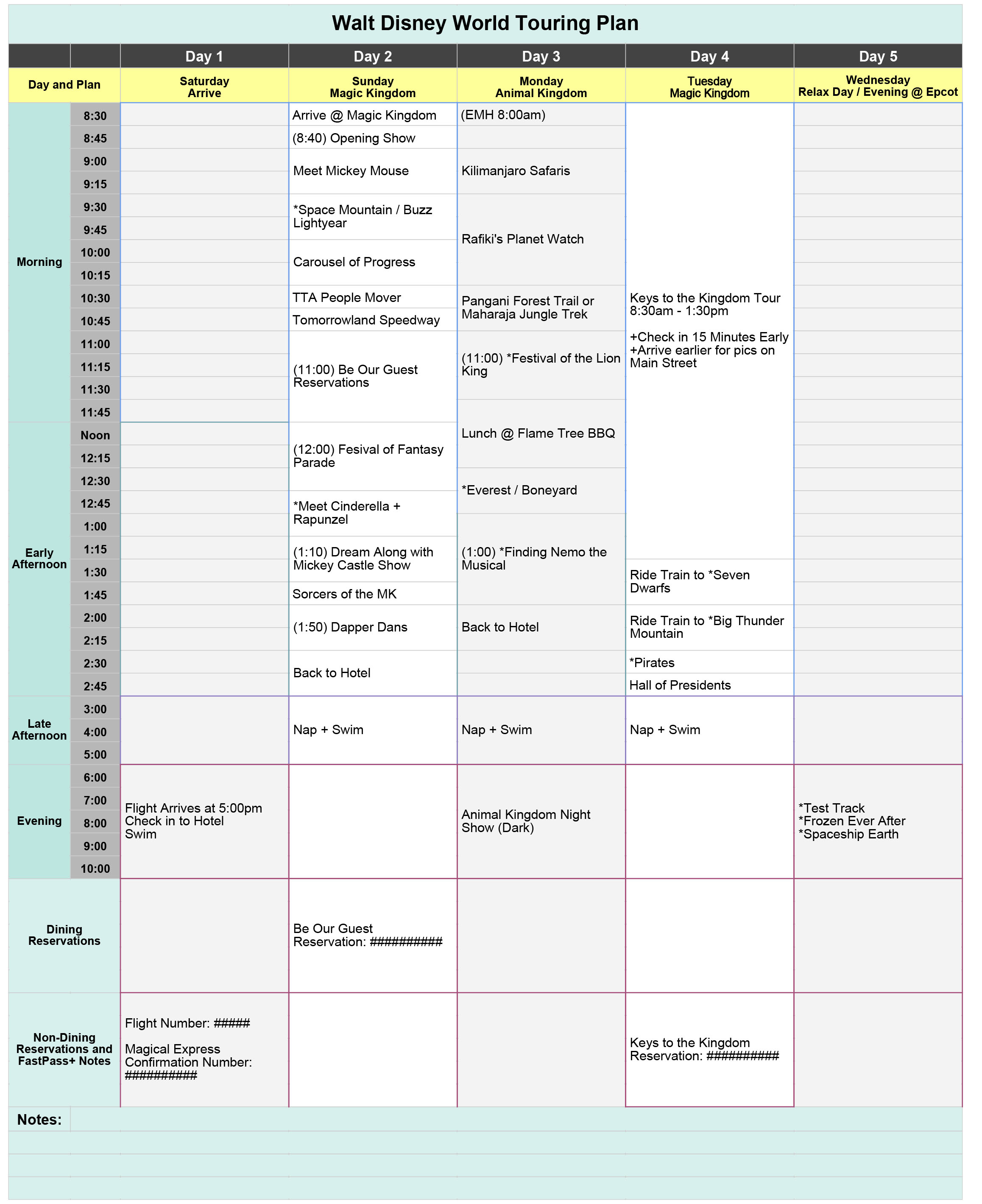 Free Disney World Touring Plan Spreadsheet - Wit &amp; Wander