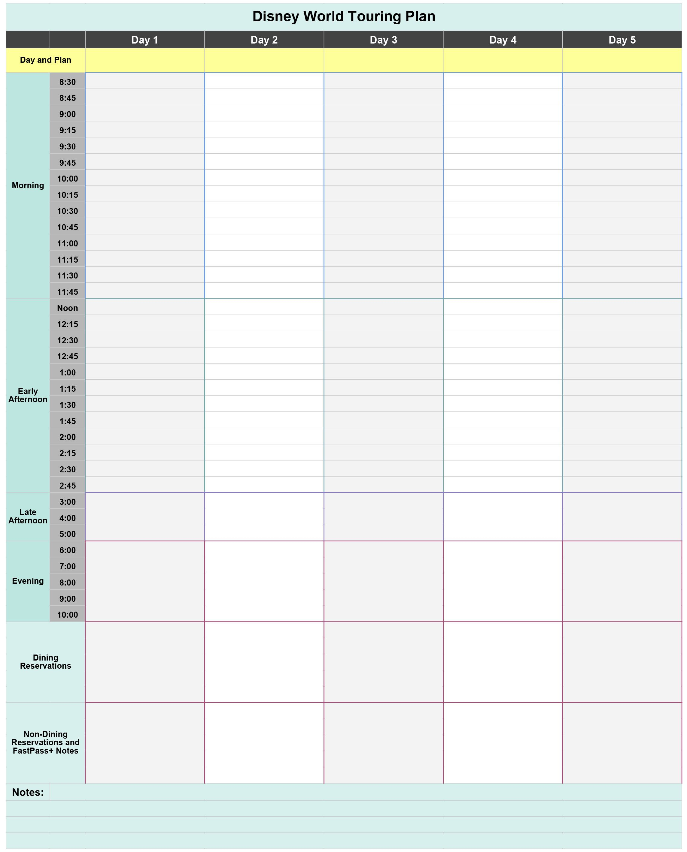 Free Disney World Touring Plan Spreadsheet - Wit &amp; Wander