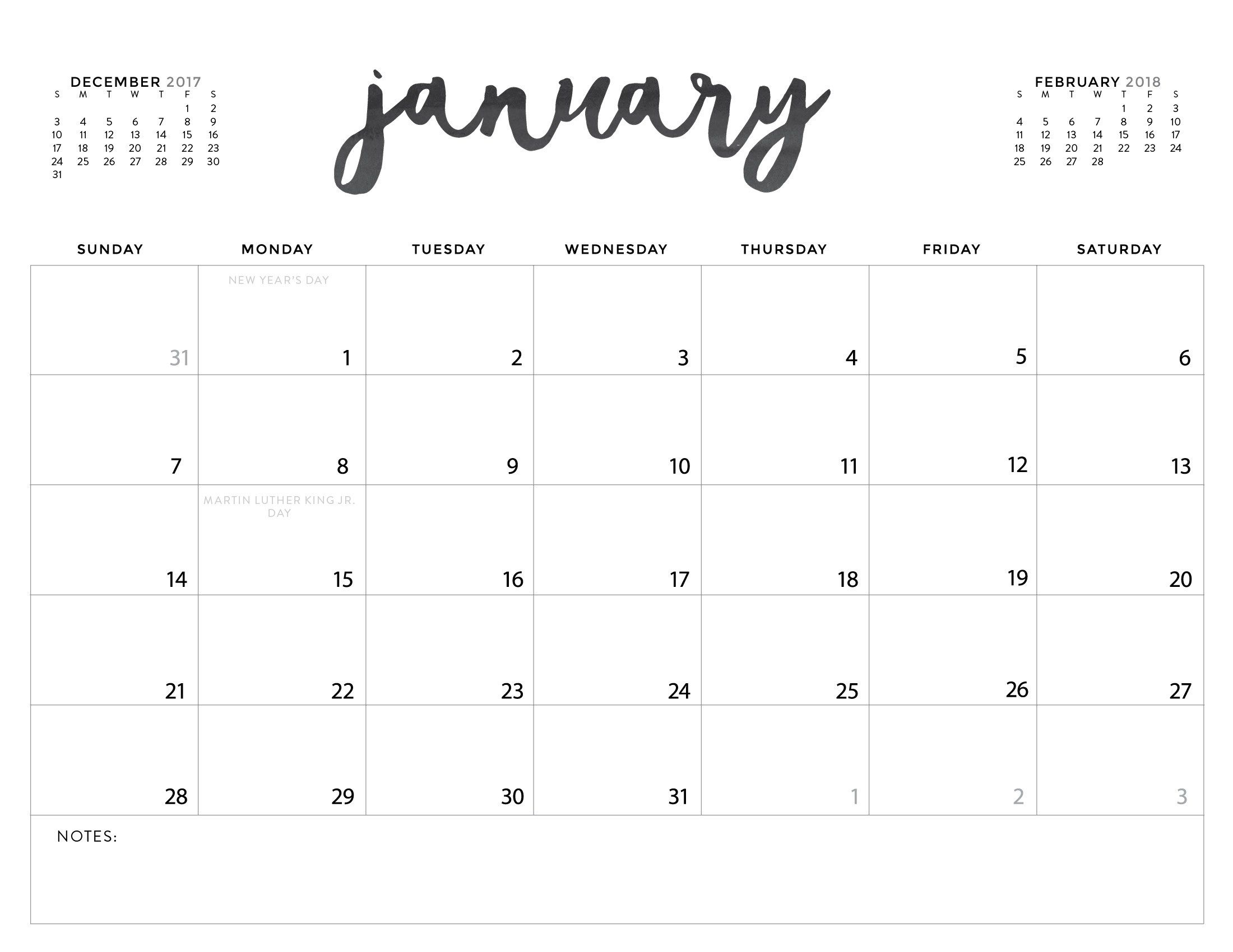 Free Download Printable Calendar 2019 Large Box Grid Space