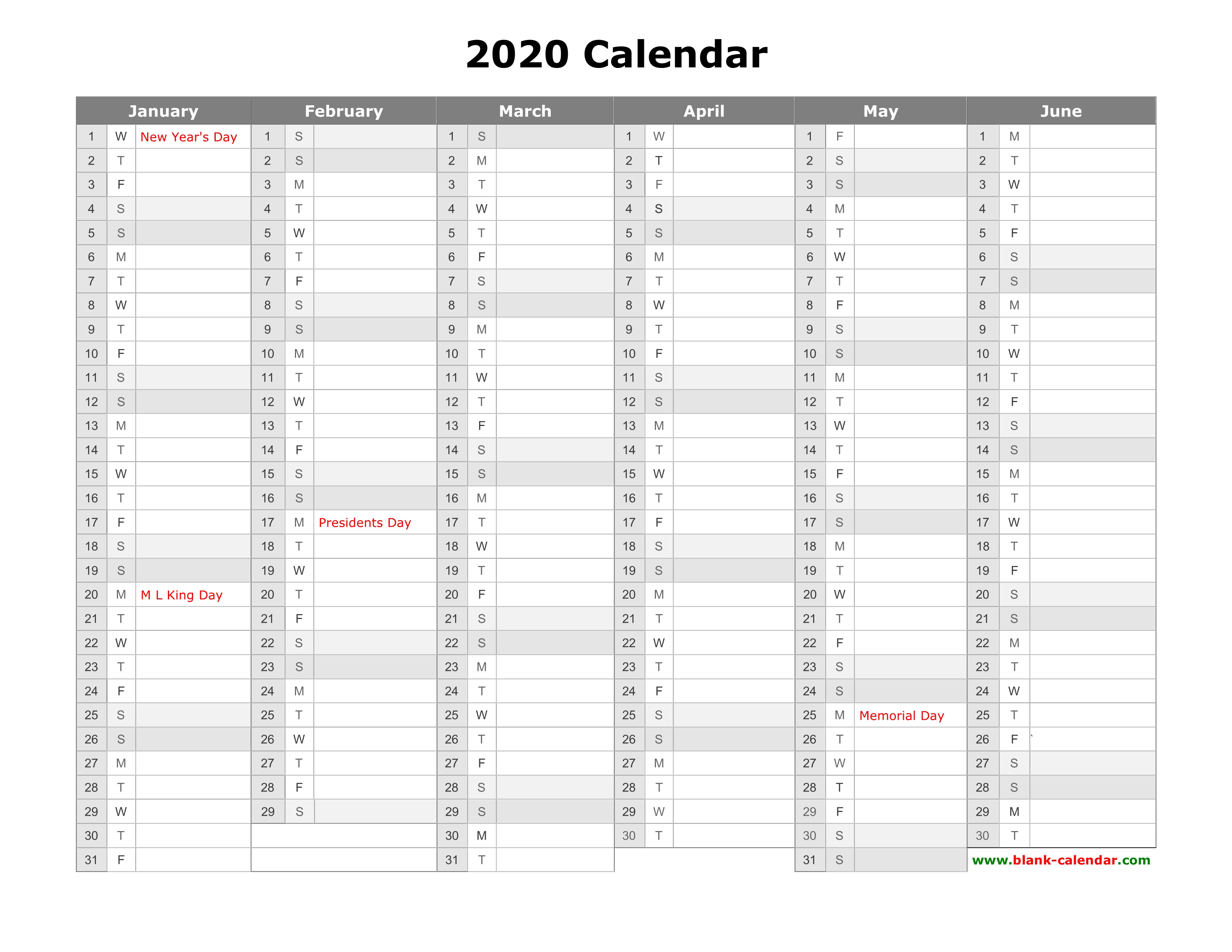 2020 Calendar Printable 6 Month | Example Calendar Printable