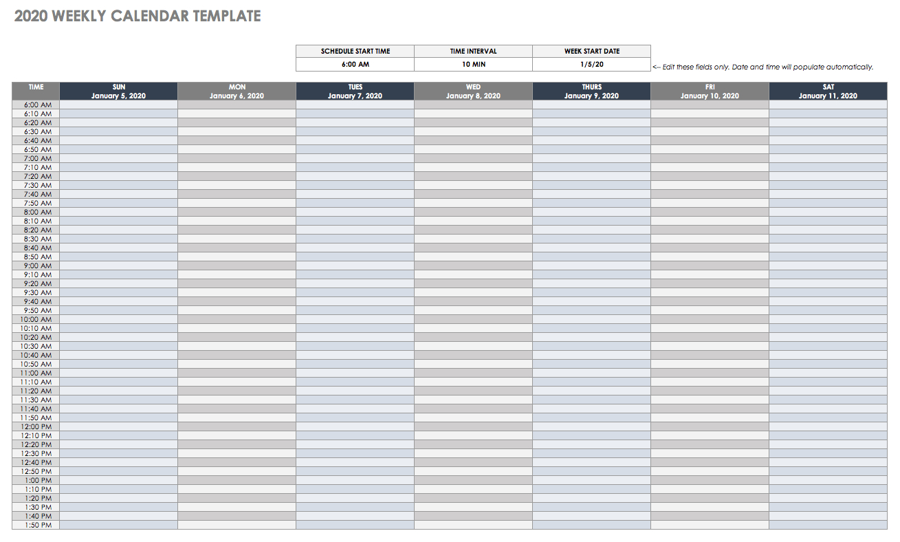 Calendar Template For Google Sheet