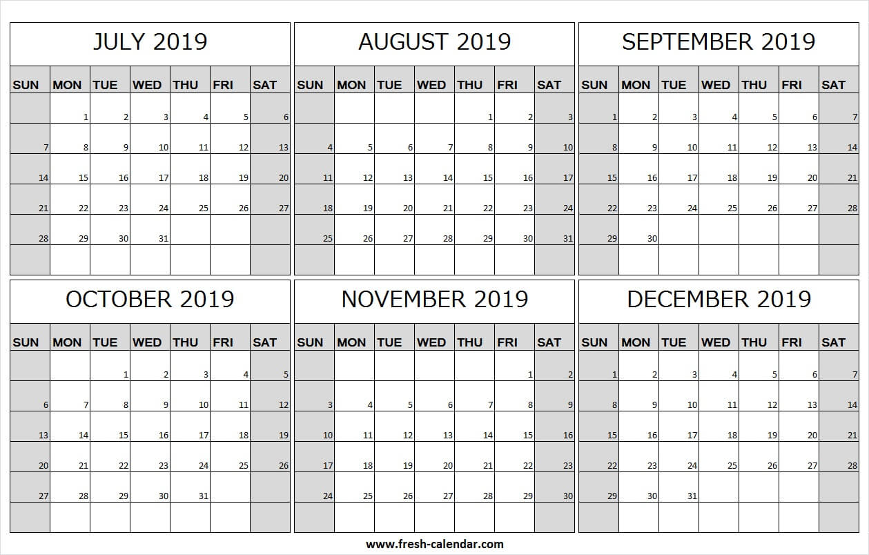 Free July December 2019 Calendar Free | Online Calendar