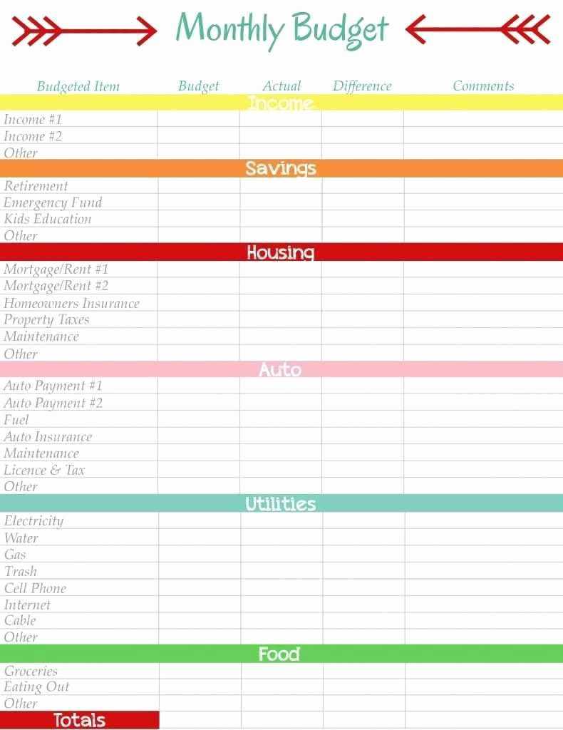 Free Monthly Budget Template Printable Simple Worksheet