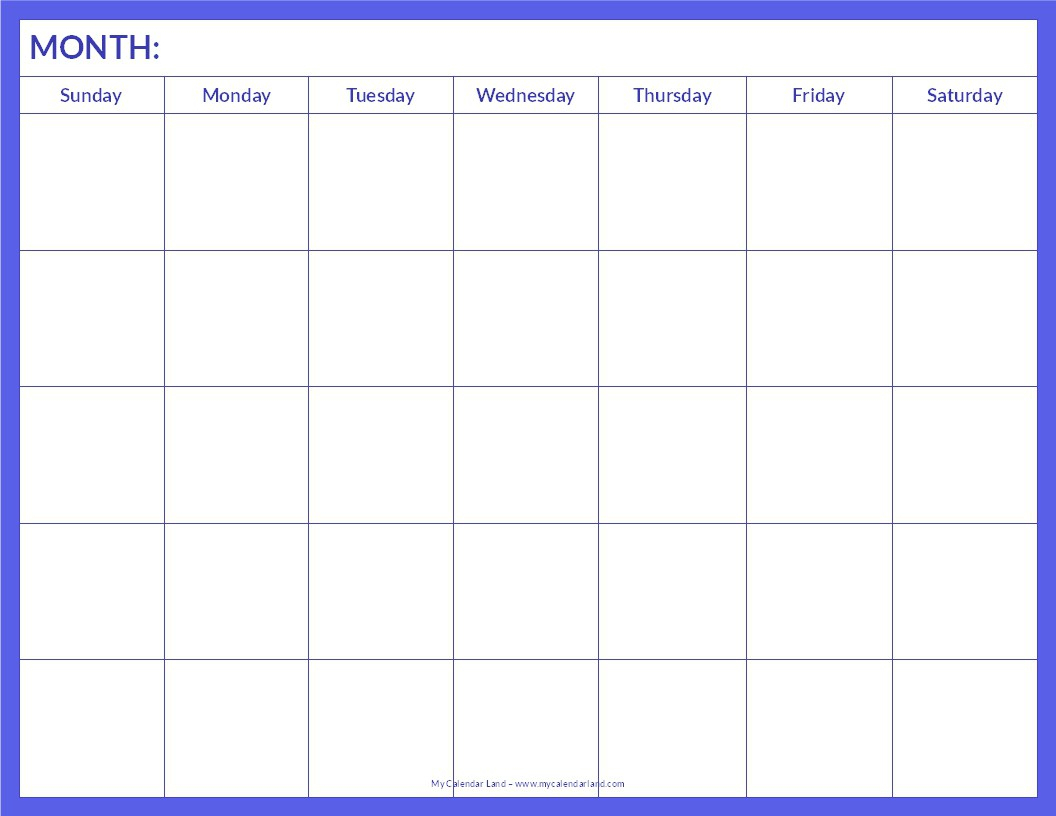 printable blank monthly calendar activity shelter printable blank