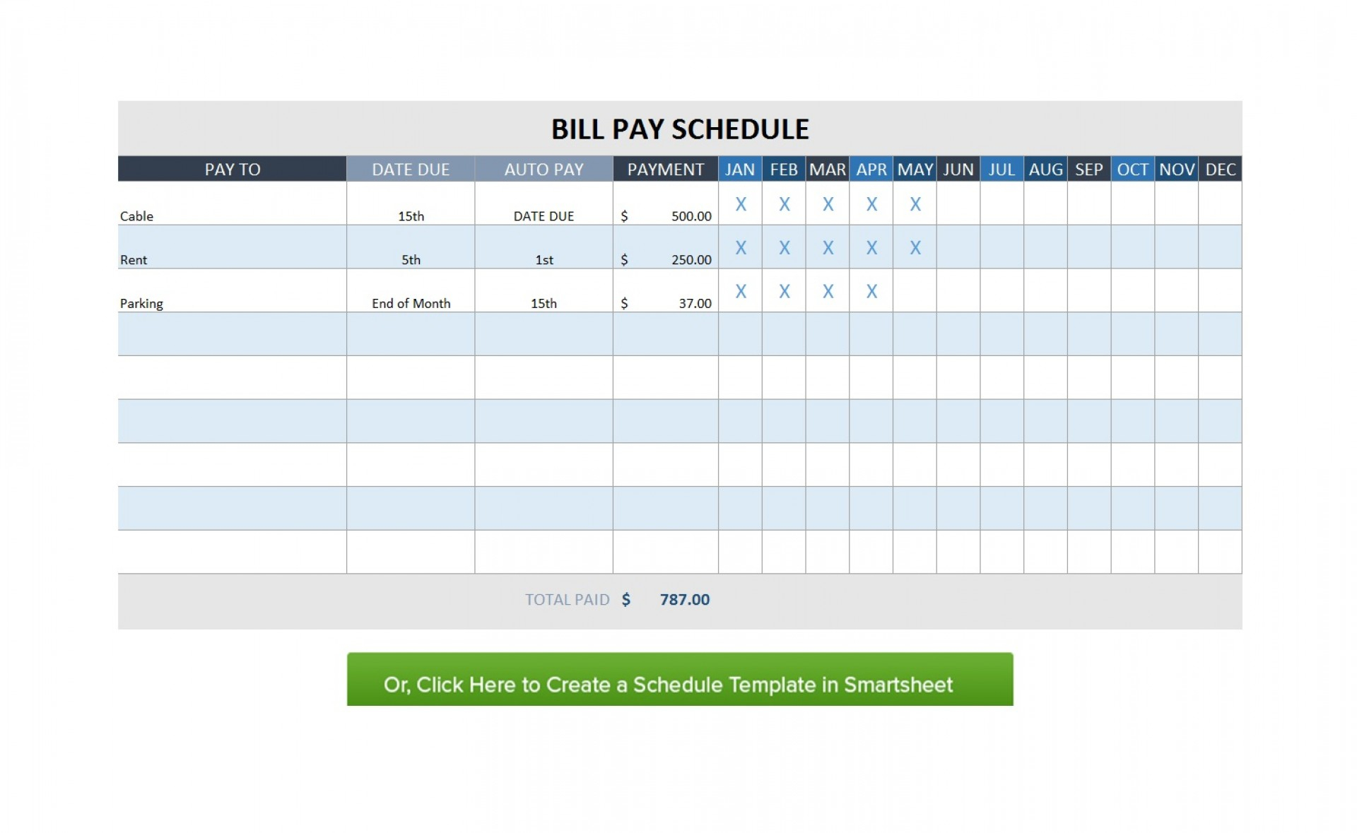 Free Monthly Schedule Ate Bill Planner Excel With Payment