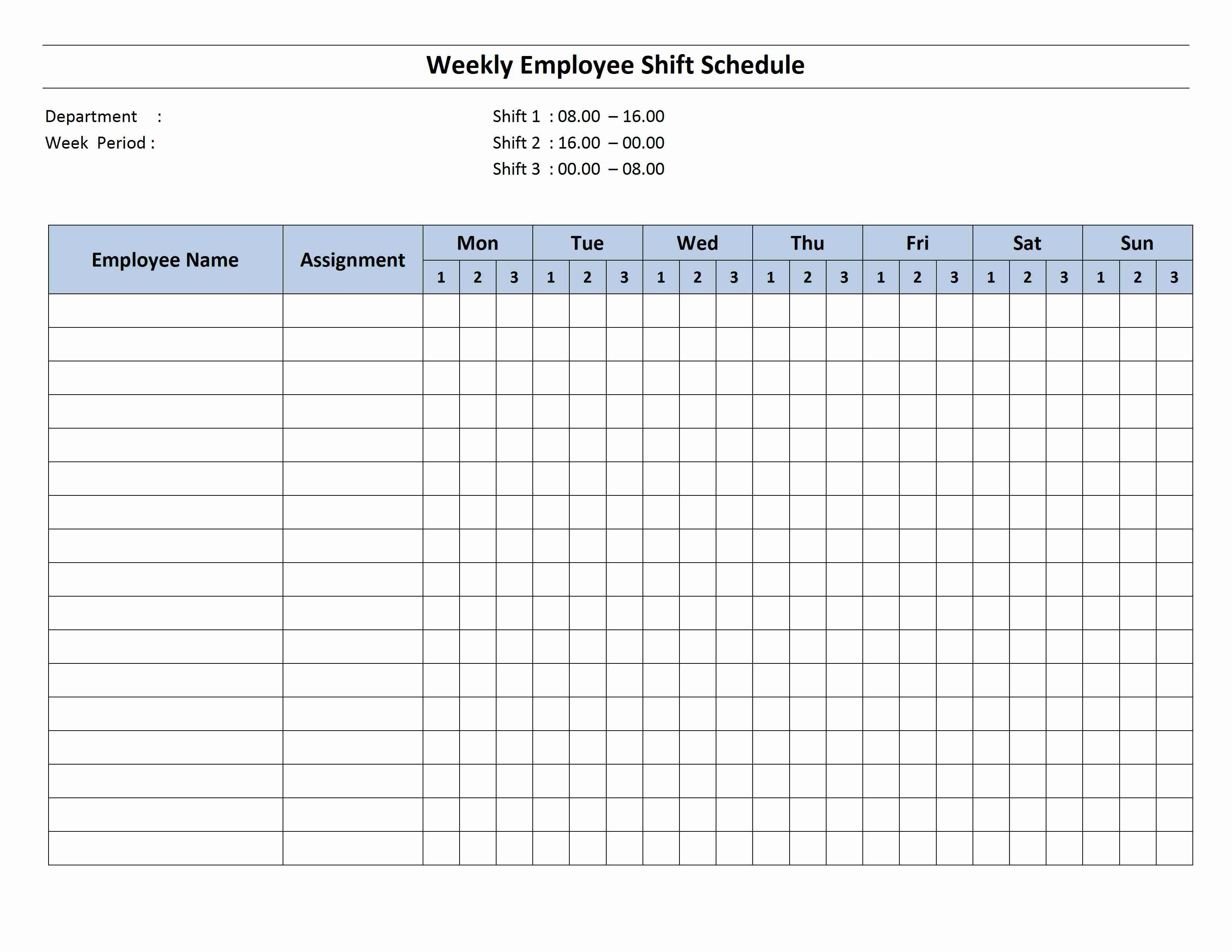 free work schedule templates