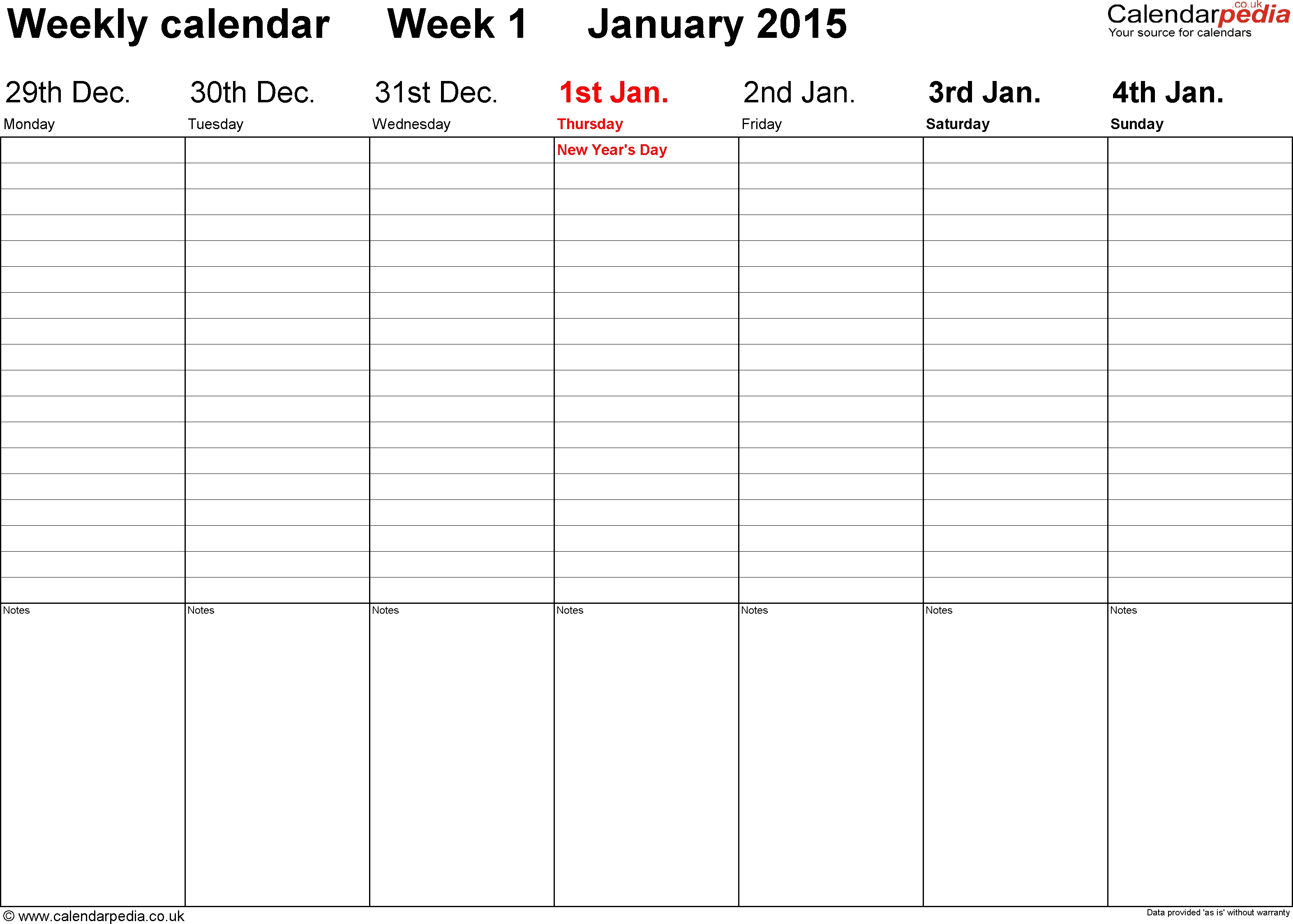 Free One Week Schedule Template | Ten Wall Calendar