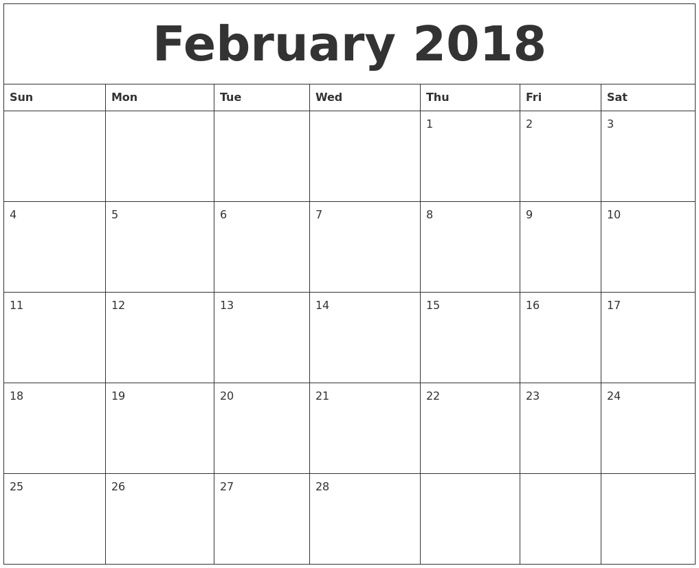 Free Printable 2018 Monthly Calendar – Printall