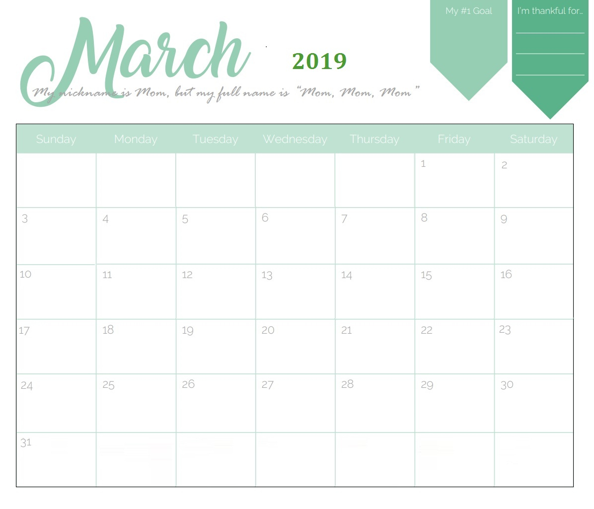 Free Printable 2019 Monthly Calendar | Latest Calendar