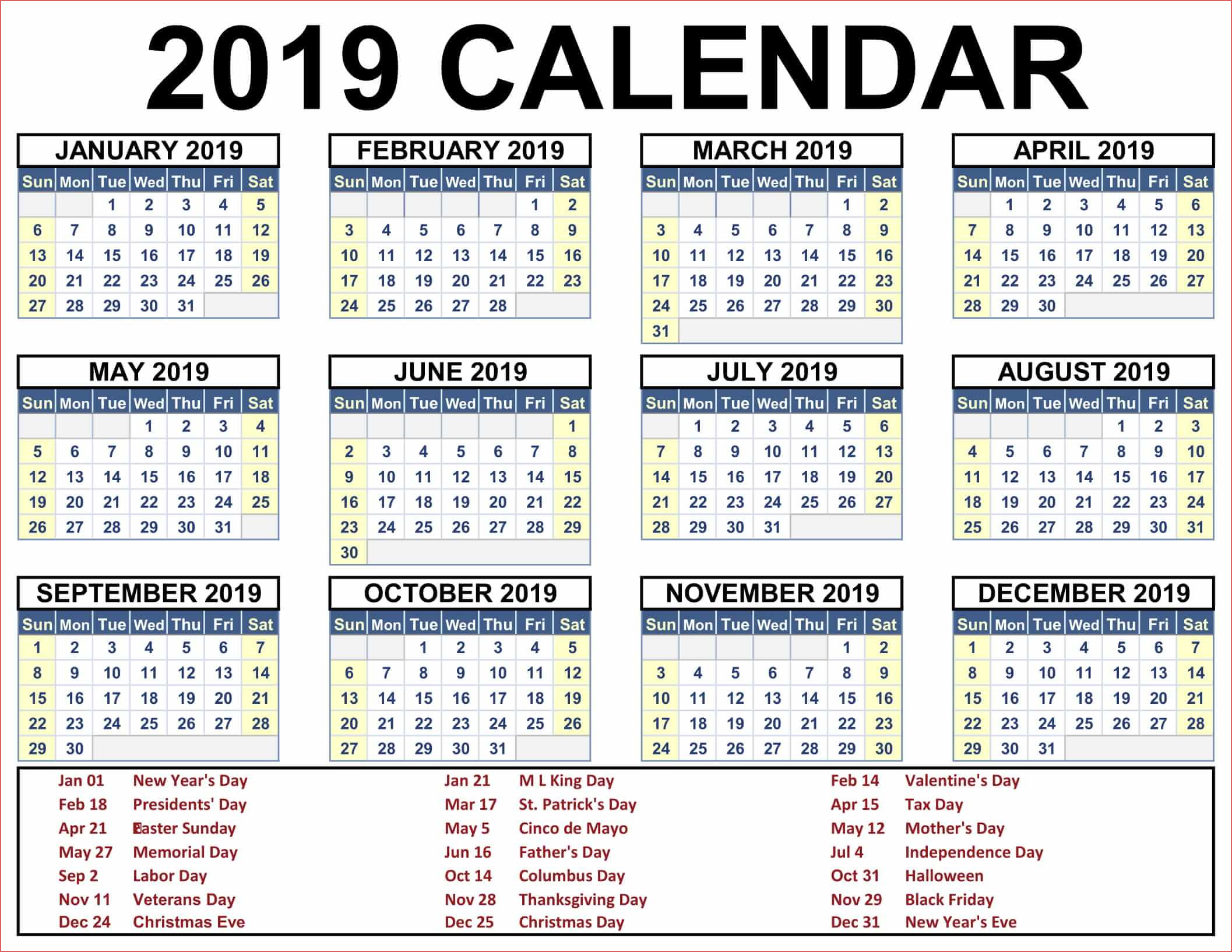 Free Printable 2020 Calendar Canada