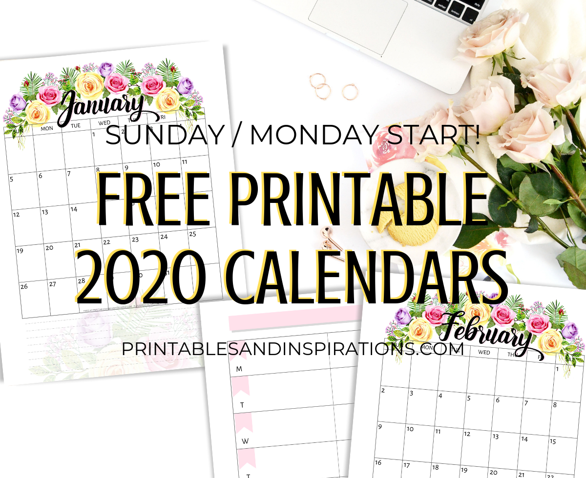 Free Printable 2020 Calendar With Flowers - Printables And