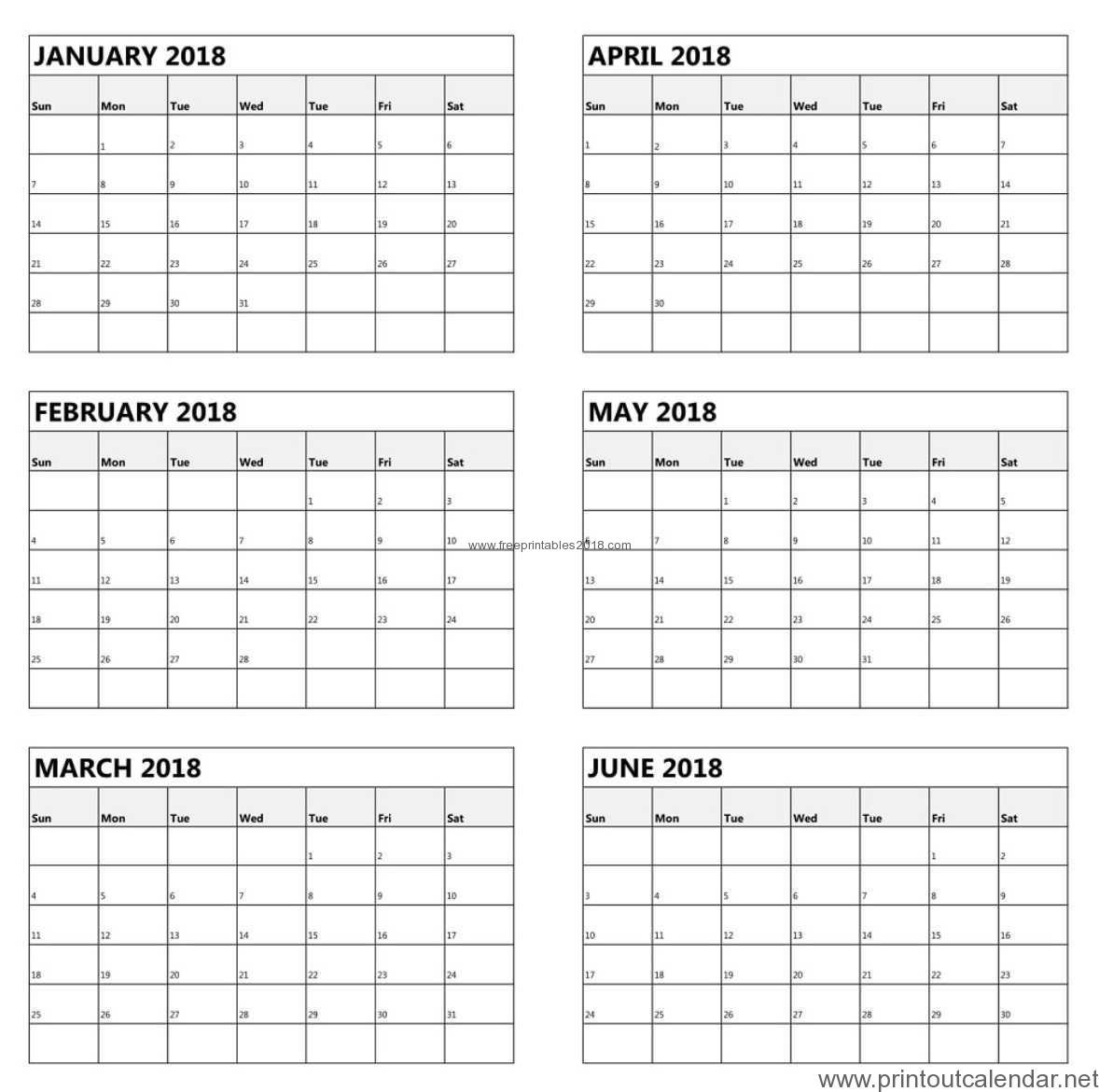 Free Printable 6 Month Calendar 2019 | Free Printables 2019