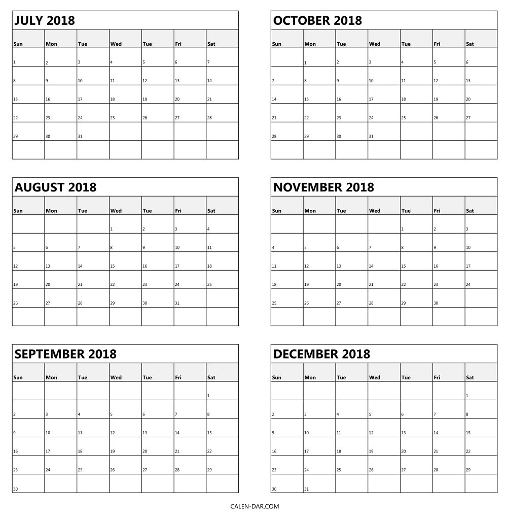 Free Printable 6 Month Calendar Blank Calendar Template | Isacl