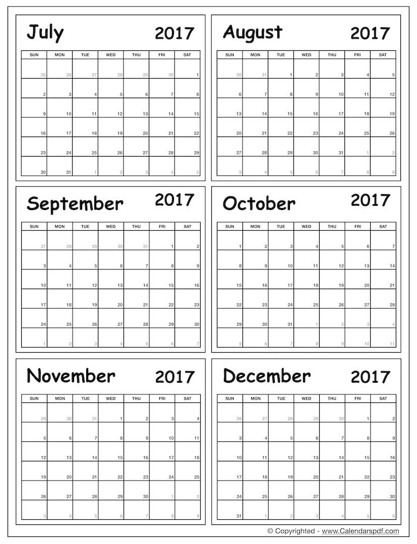Calendar Template Six Months Printable Free Example Calendar Printable