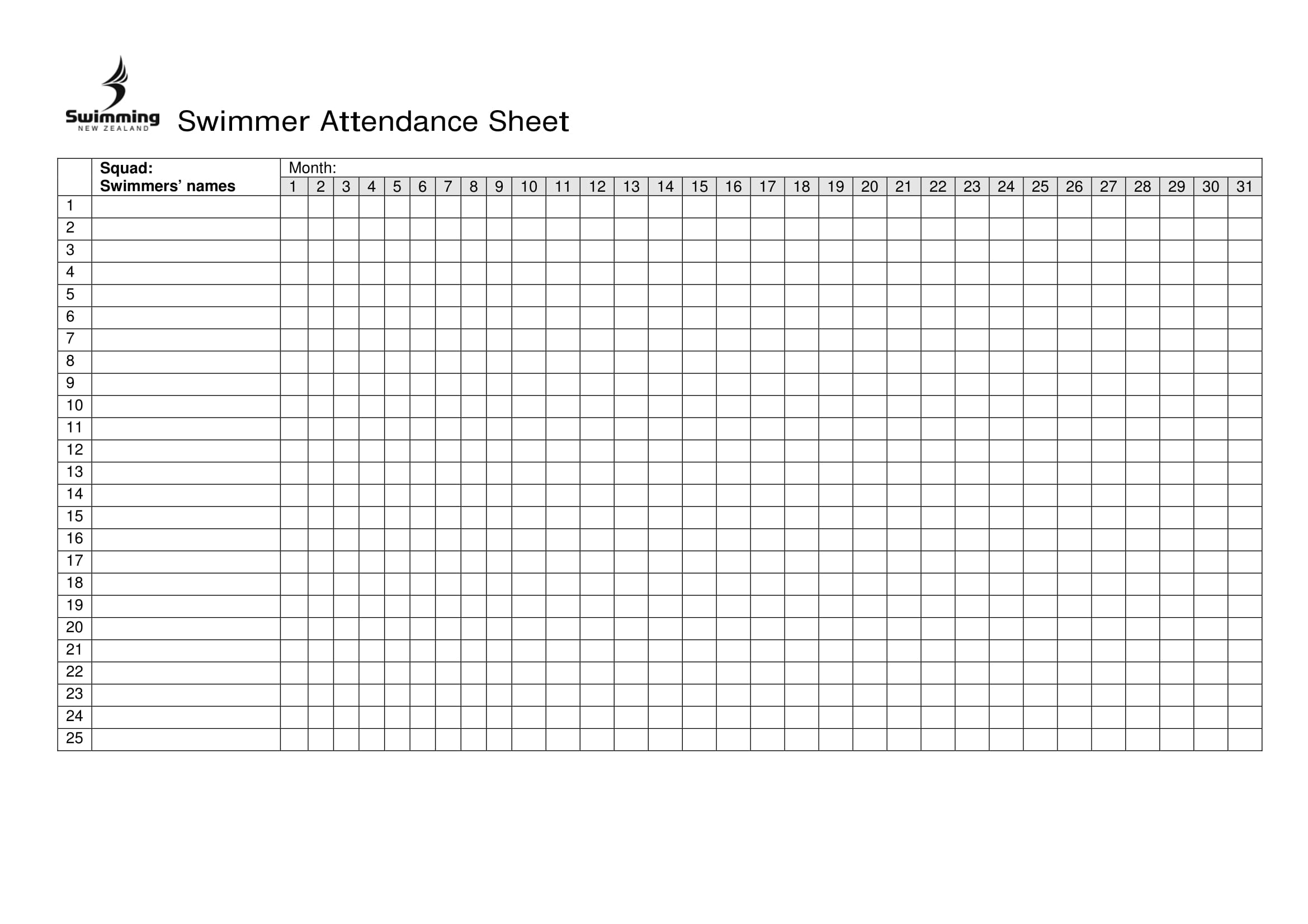 Free Printable Attendance Chart Charts For Sunday School