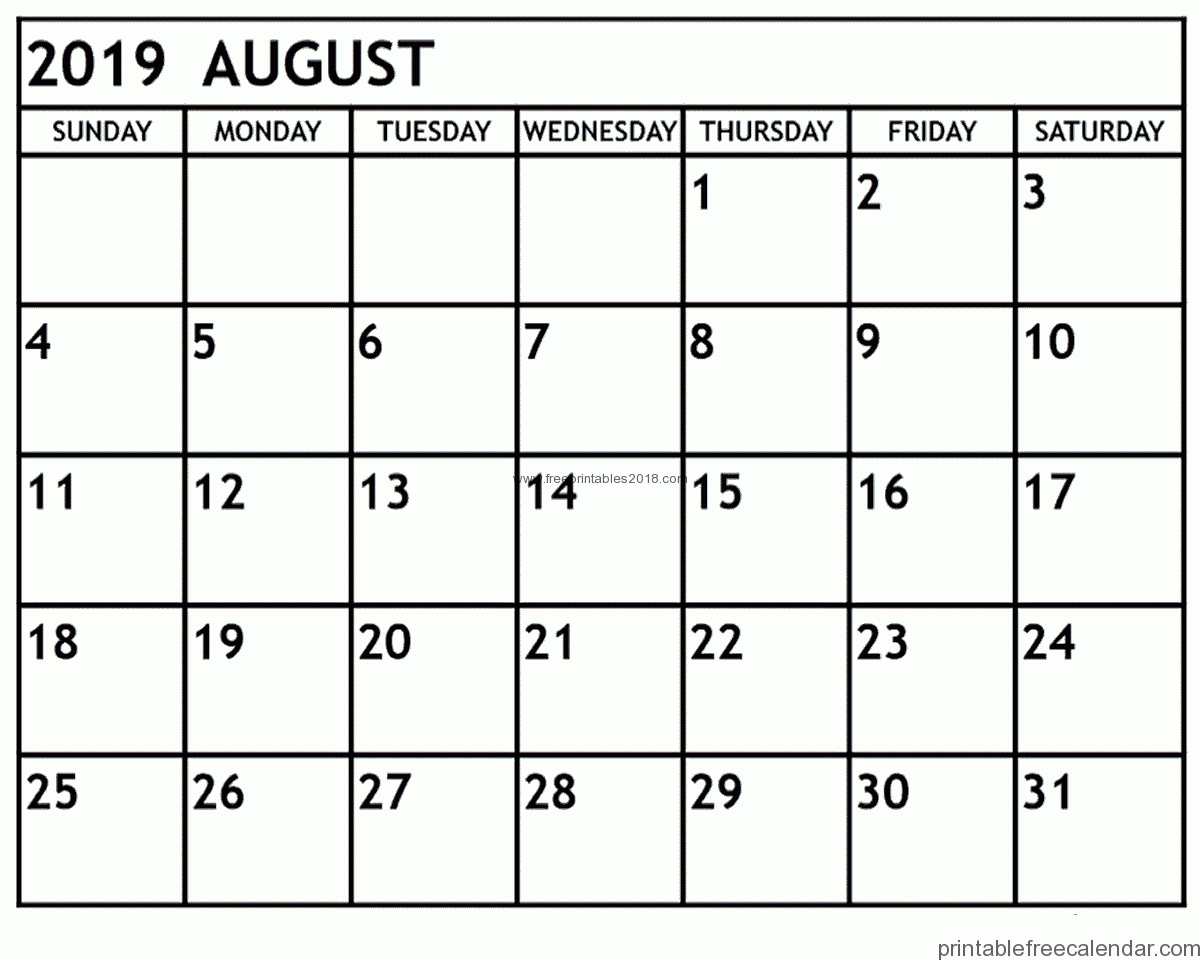 Free Printable August 2019 Calendar Templates | Free
