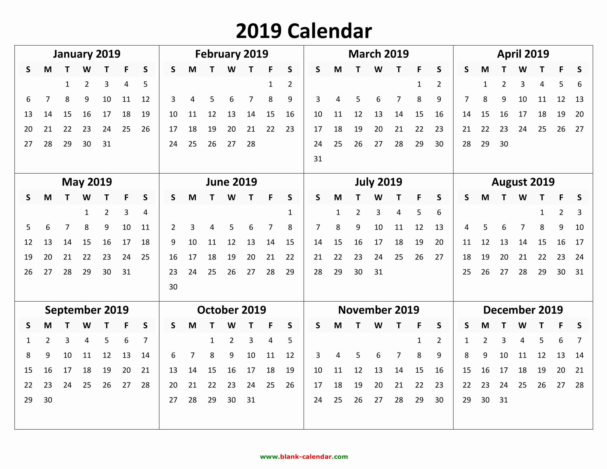 Free Printable Calendar 2019 With Holidays | Blank 12 Month