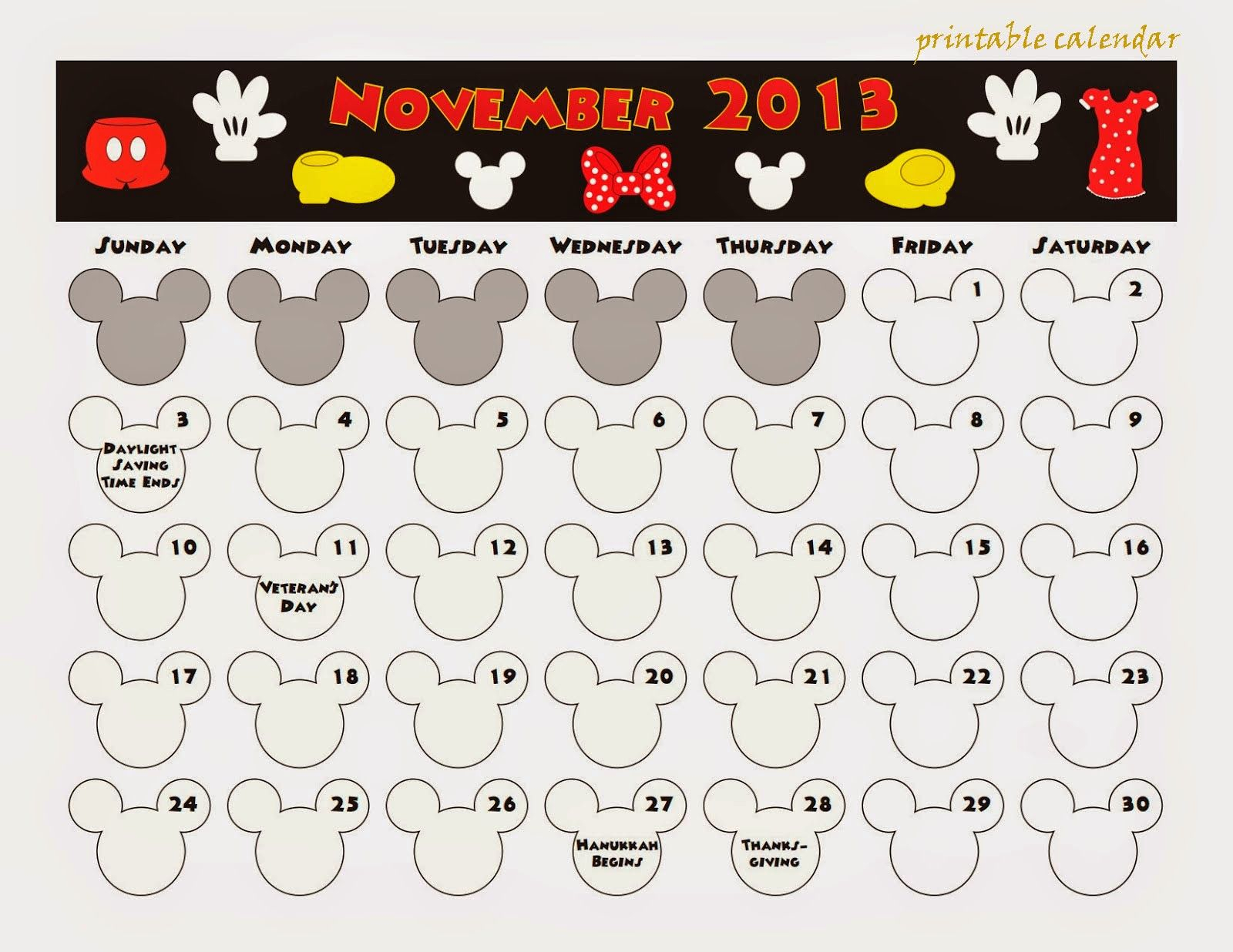 Disney Themed Printable Monthly Calendar Example Calendar Printable