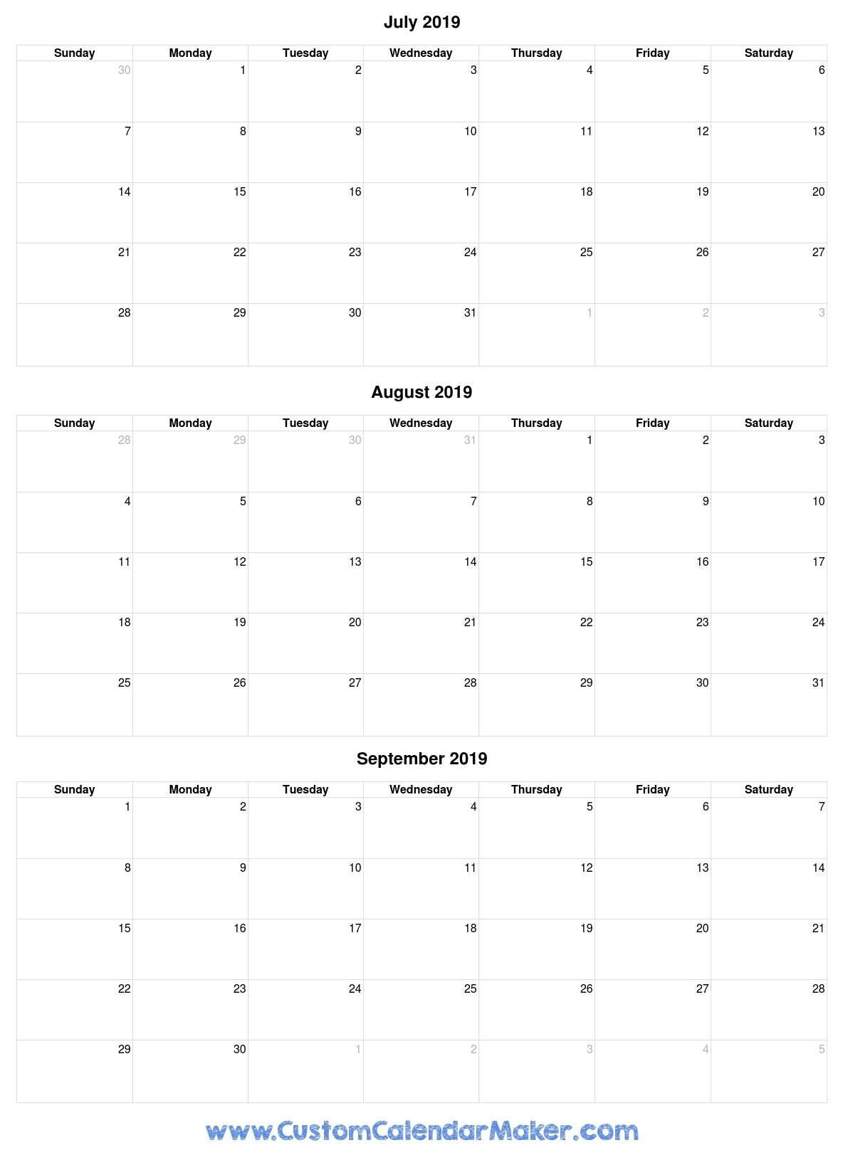 Free Printable Calendars, Blank Pdf Templates To Print A