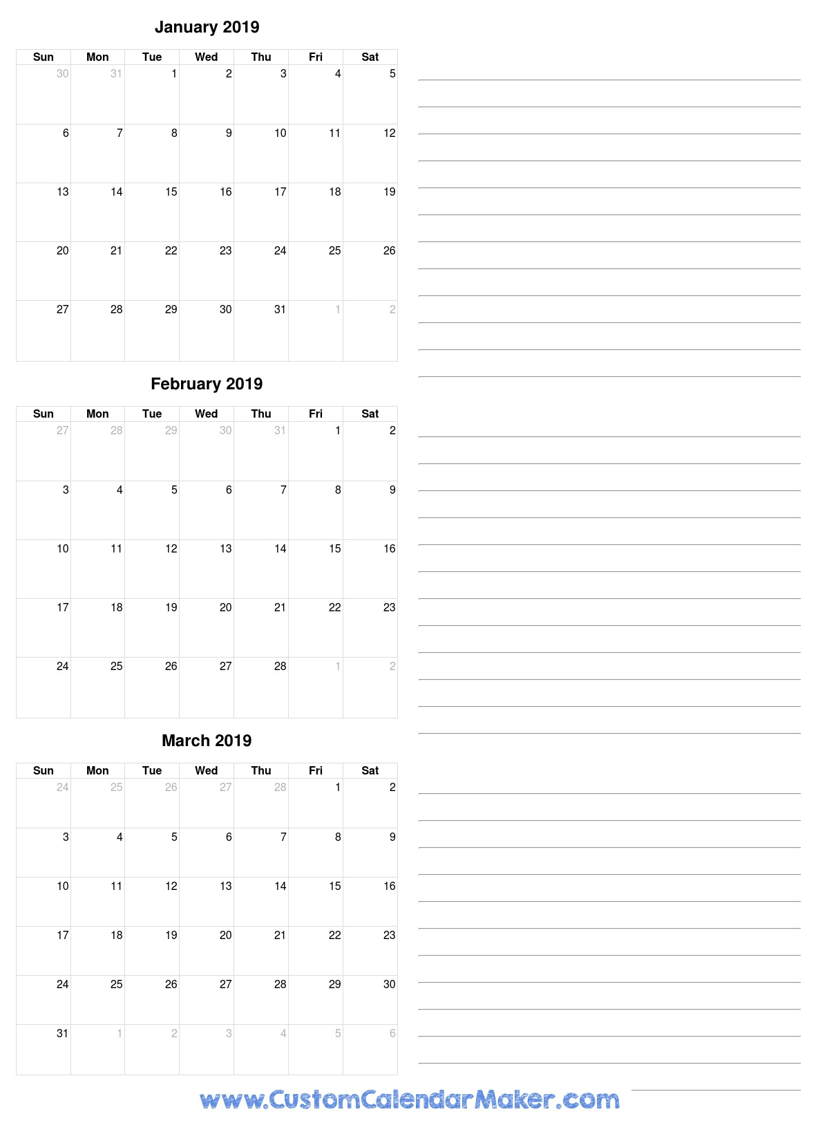 Blank Quarterly Printable Calendar Example Calendar Printable