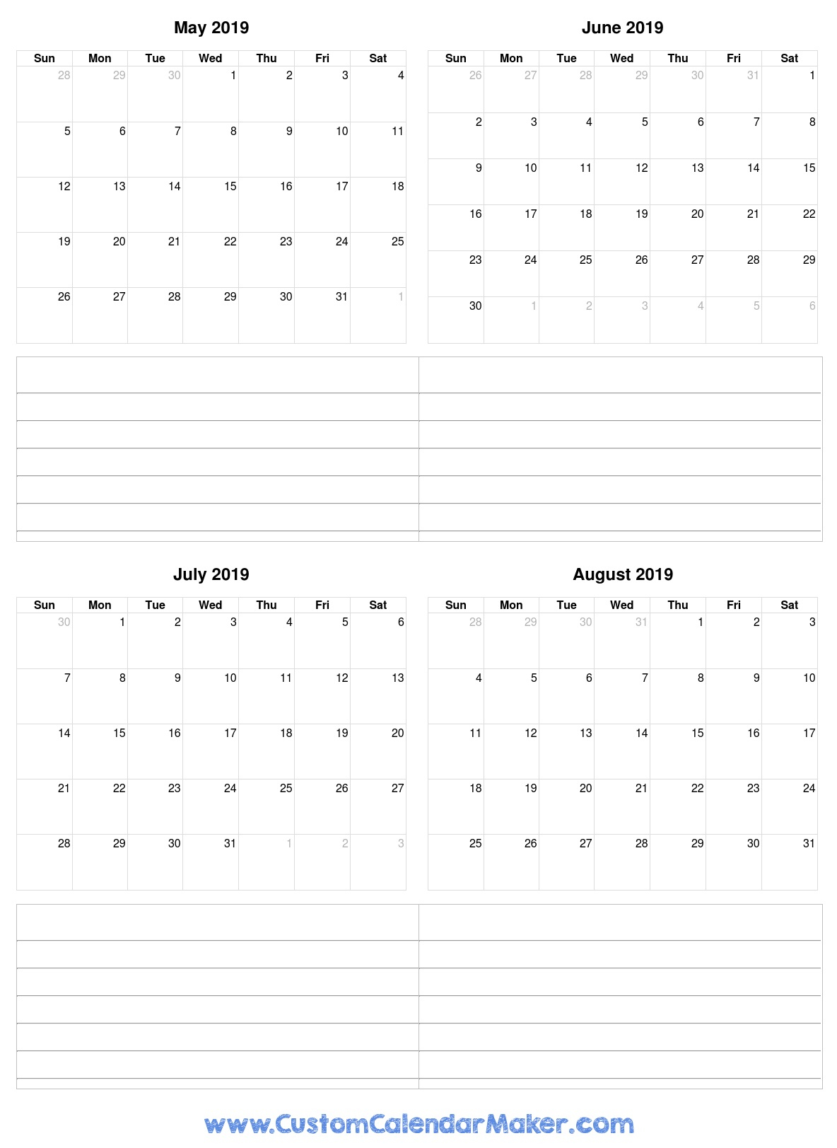 Free Printable Calendars, Blank Pdf Templates To Print A