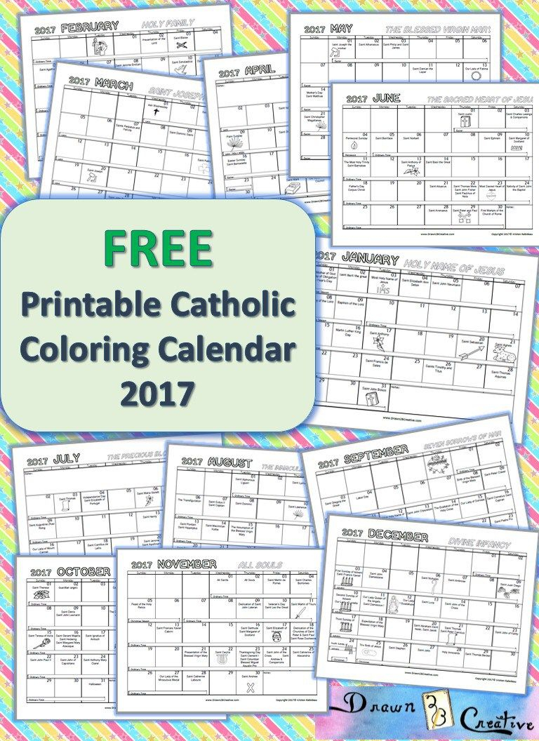 Free Printable Catholic Coloring Calendar 2017 | Pray✝Learn