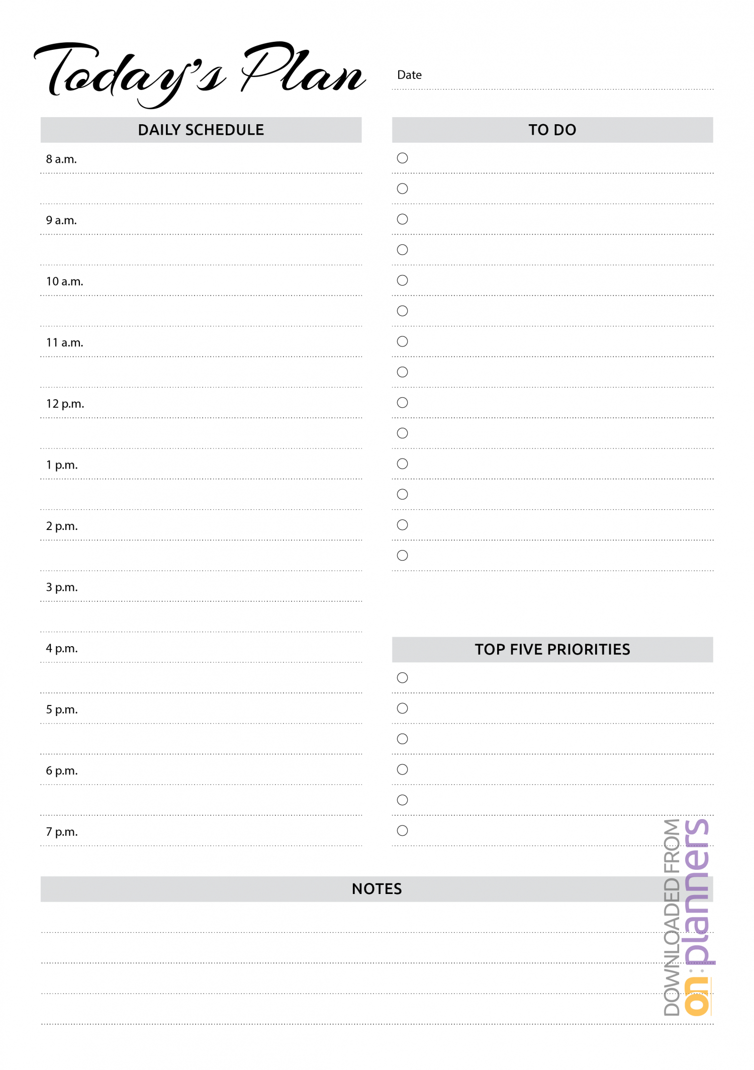 Free Printable Daily Planner With Hourly Schedule &amp; To-Do