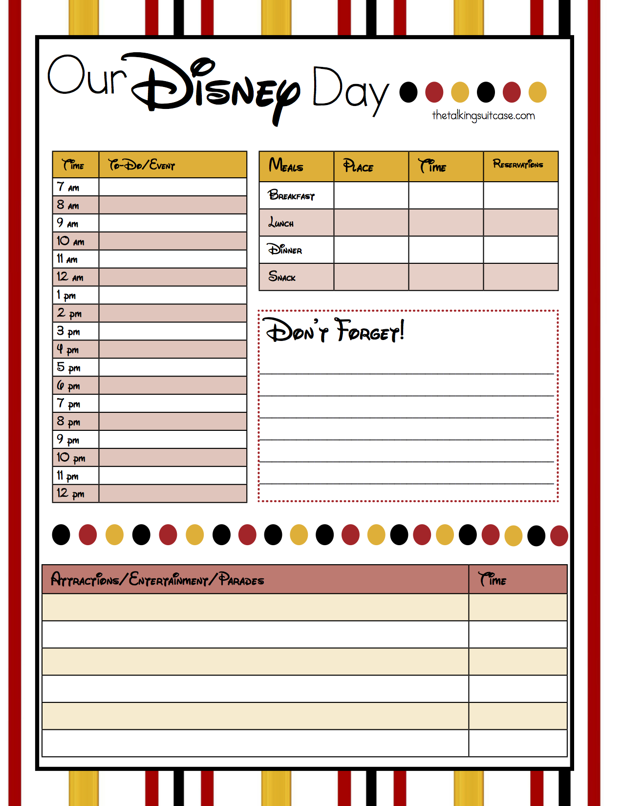 Free Printable Disney Vacation Planner | Disney Surprise