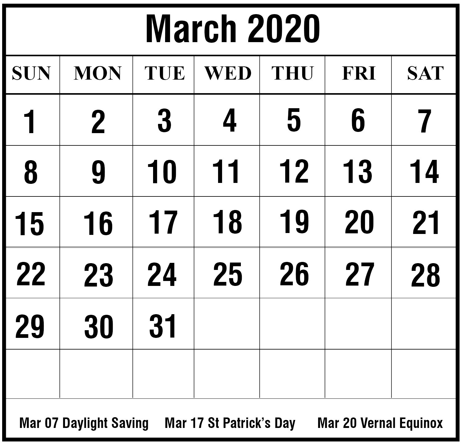 Free Printable March 2020 Calendar Templates [Pdf,word,excel