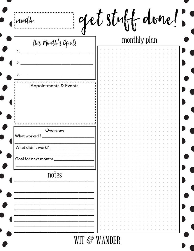 Free Printable Monthly At-A-Glance Planner | Заготовки