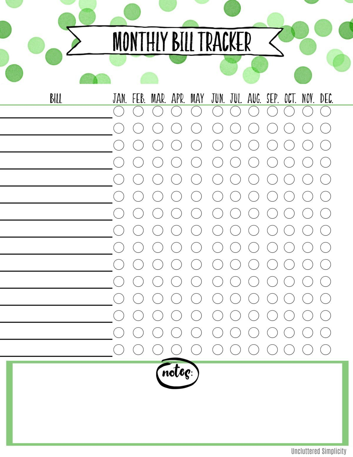 Free Printable Monthly Bill Payment Tracker: Organize Your