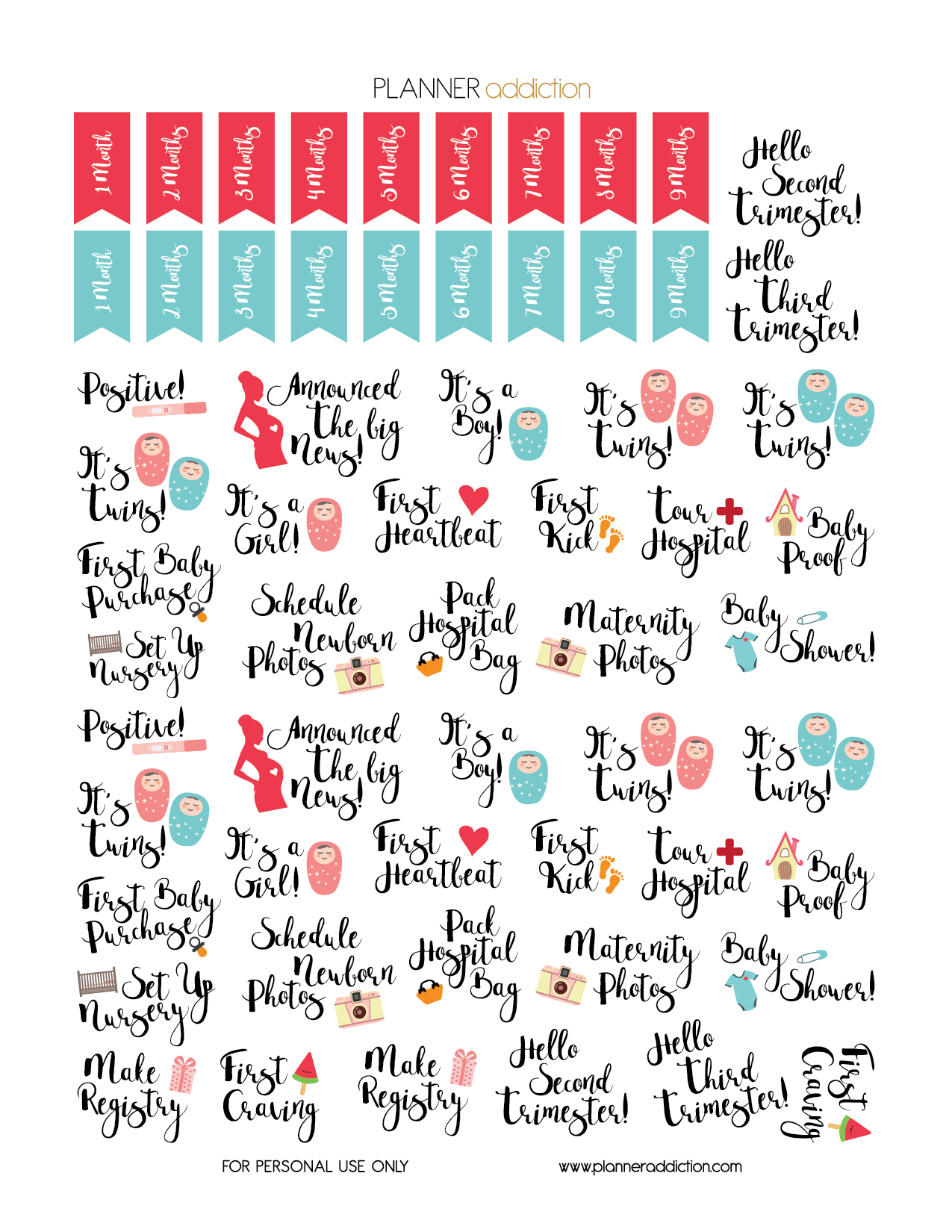 Free Printable Planner Stickers - Pregnancyplanner