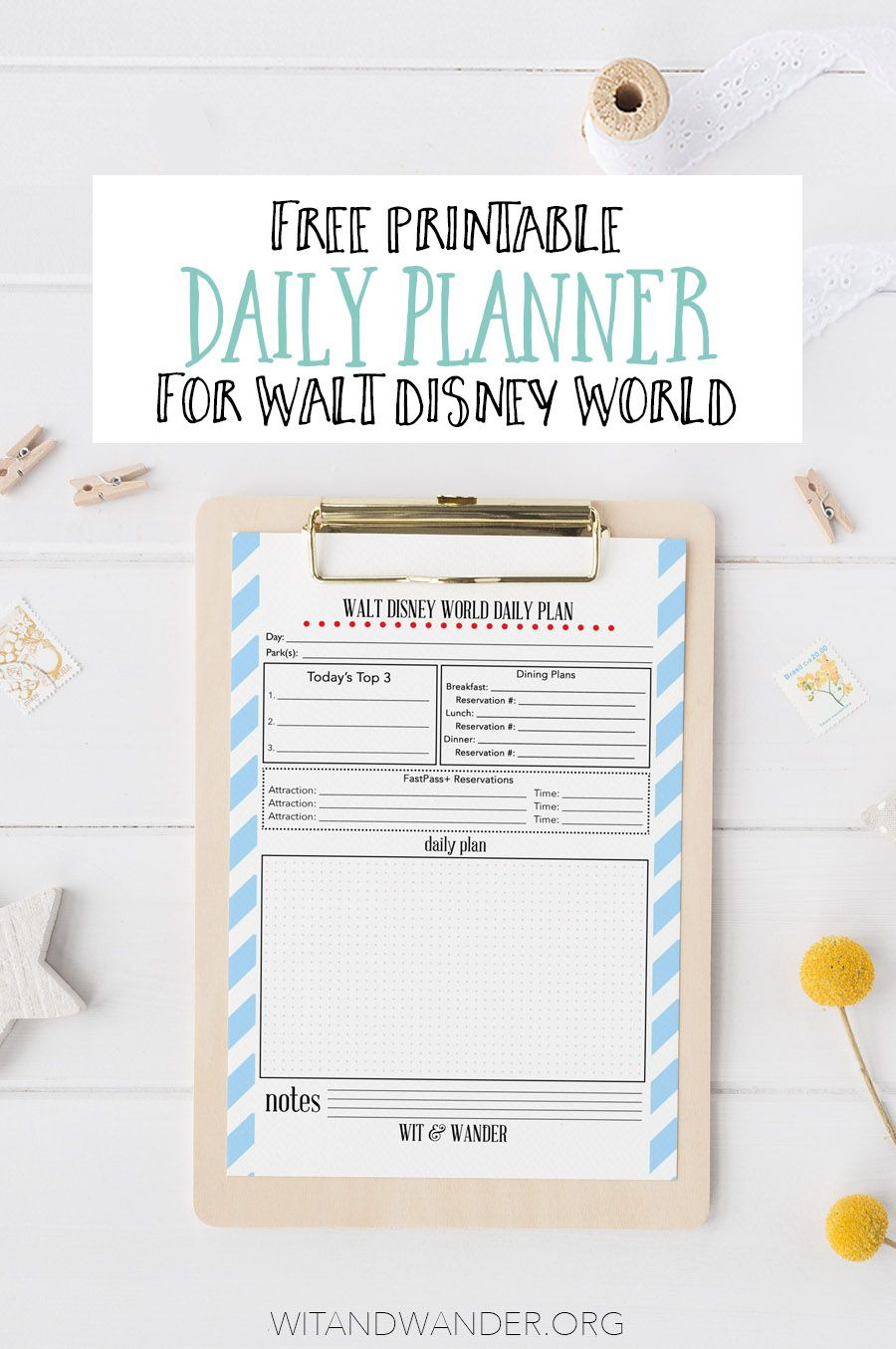 Free Printable Walt Disney World Daily Planner | Disney Park