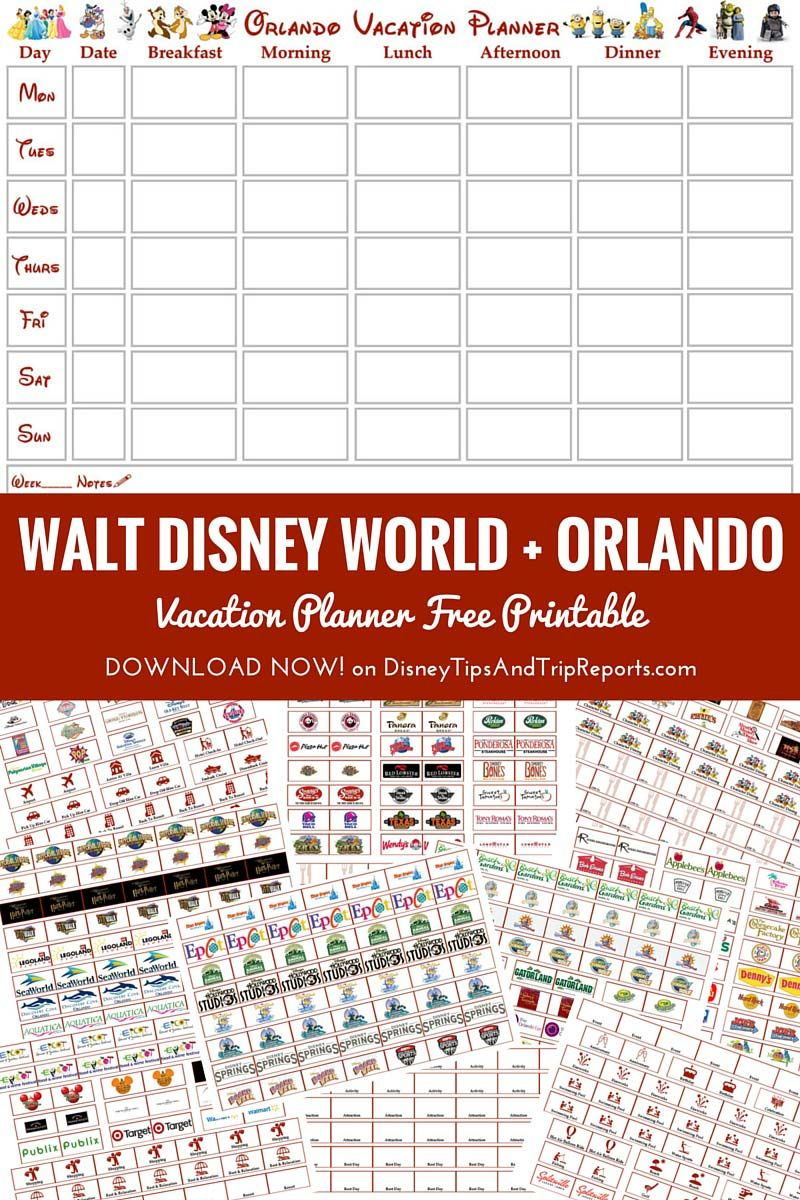 Free Printable Walt Disney World + Orlando Vacation Planner