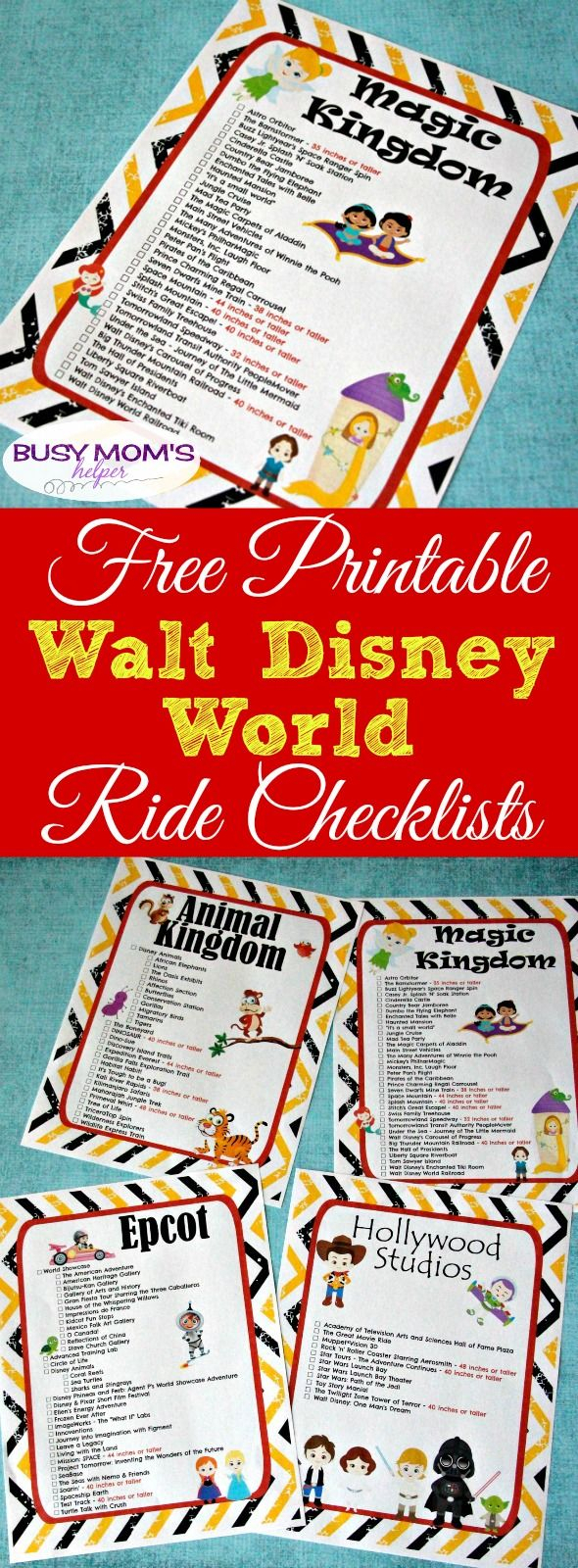 Free Printable Walt Disney World Ride Checklists | Disney