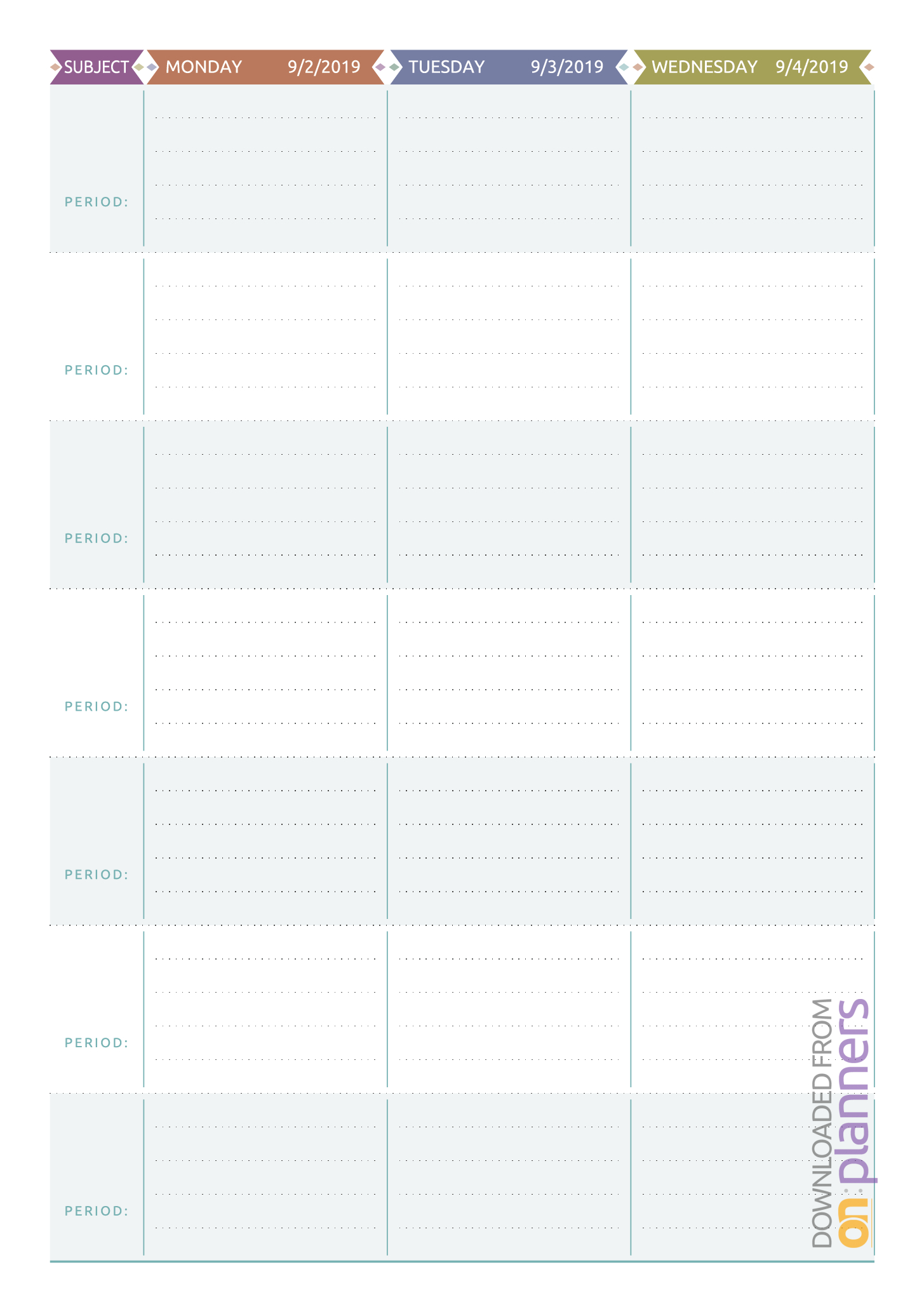 Free Printable Week Lesson Plan - Casual Style Pdf Download