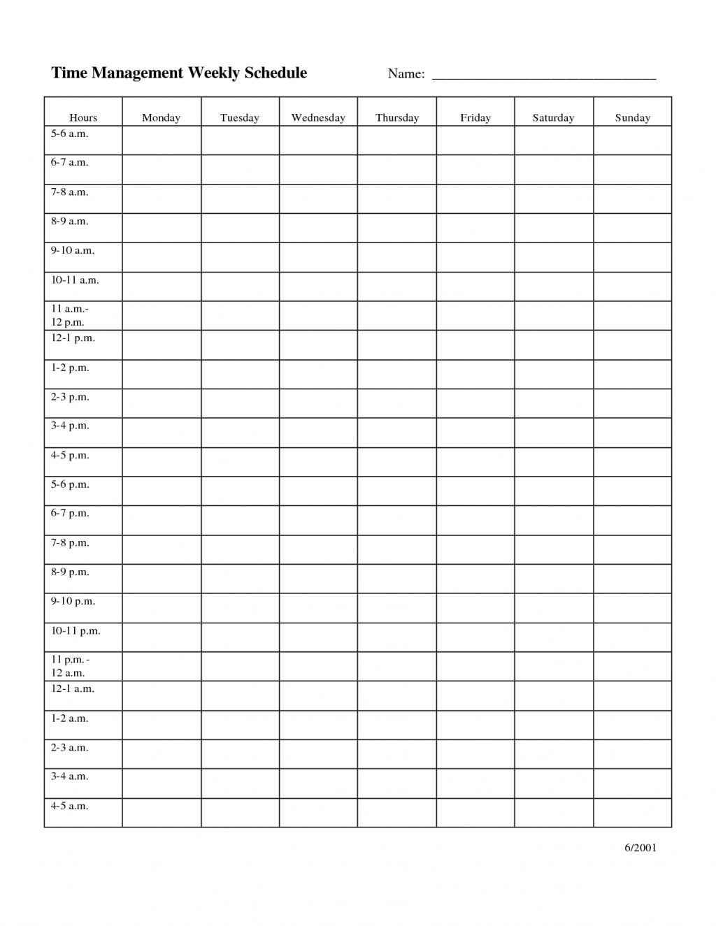 Printable E Week Calendar With Time Slots