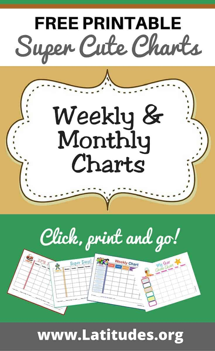 Free Printable Weekly &amp; Monthly Charts For Kids | Acn Latitudes