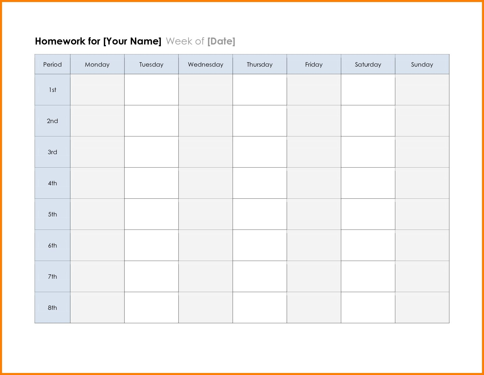 Free Printable Weekly Planner Template Calendar Excel Word