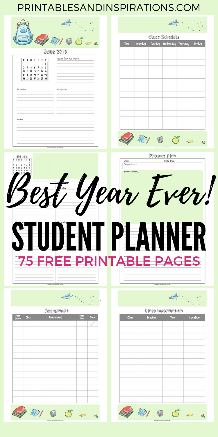 Free Student Planner Printable Binder For 2019 - 2020