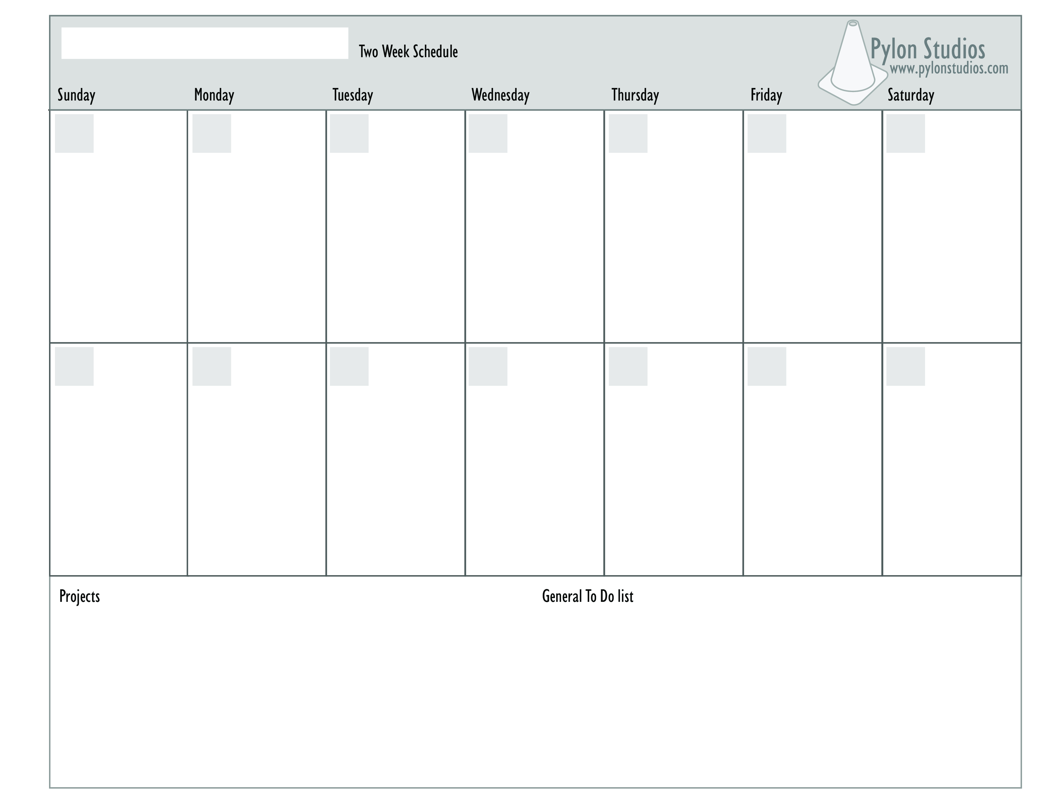 2 Week Calendar Printable Free