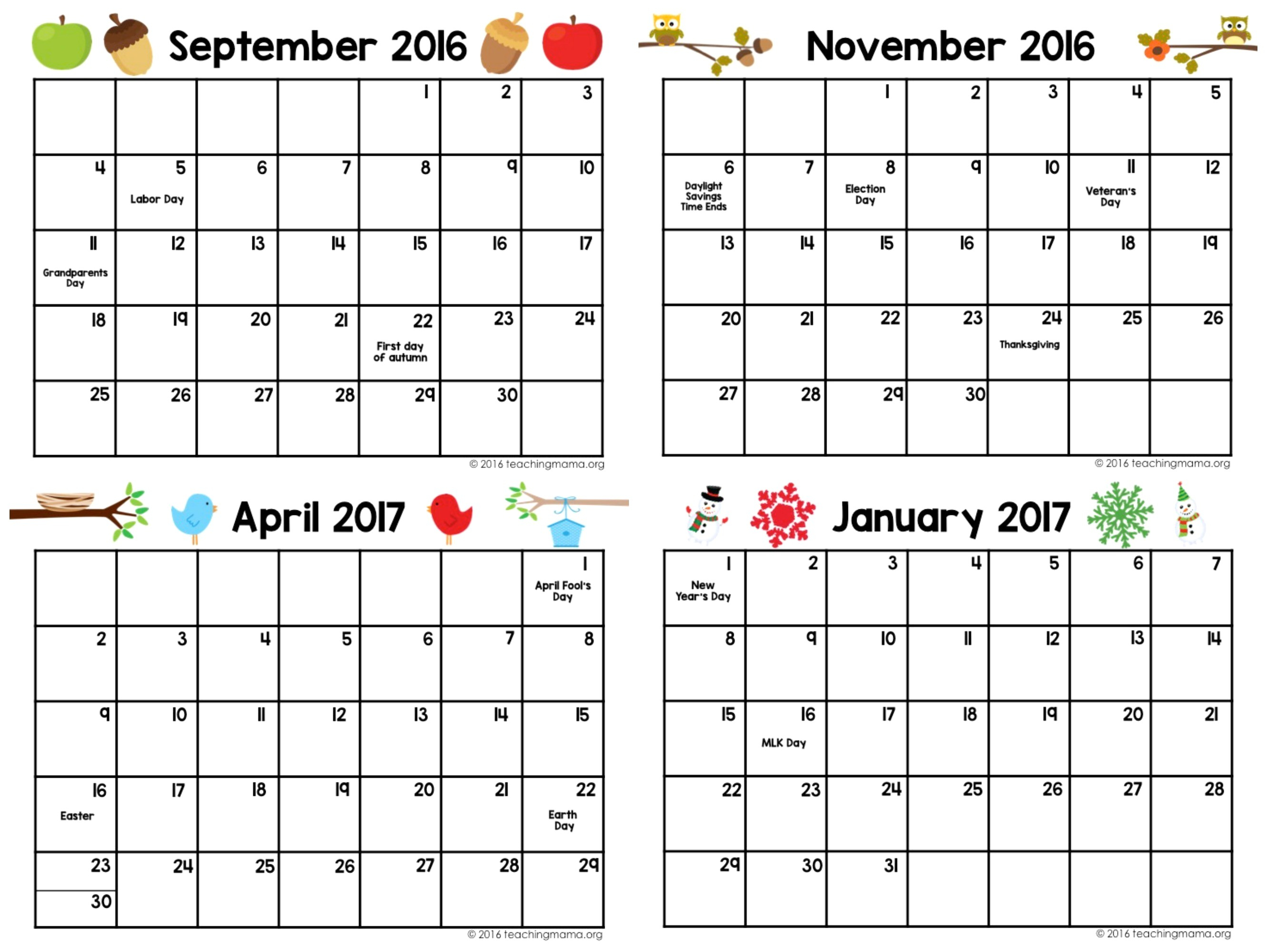 Printable Monthly Calendar For Pre K Example Calendar Printable