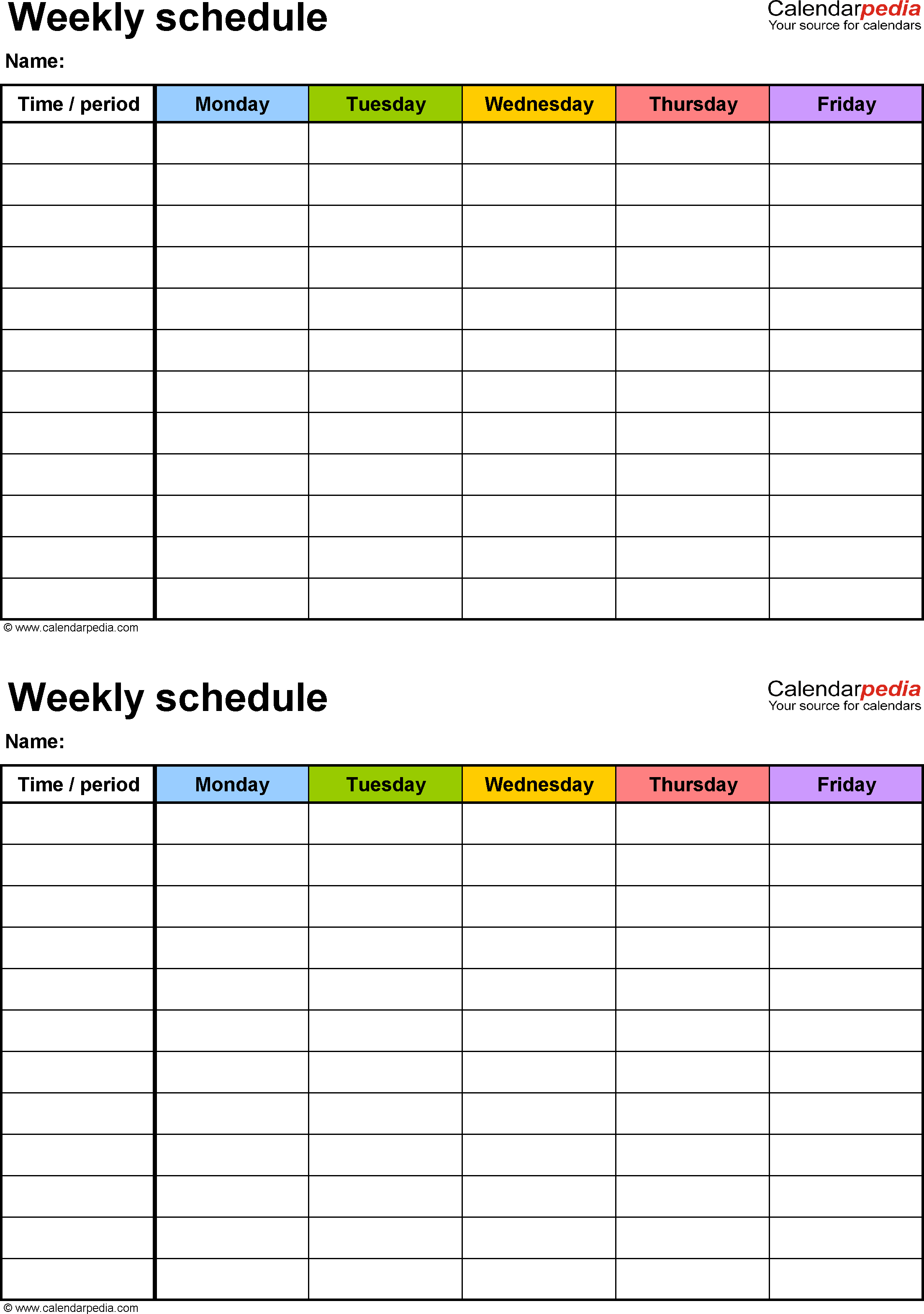 Free Weekly Schedule Templates For Excel - 18 Templates