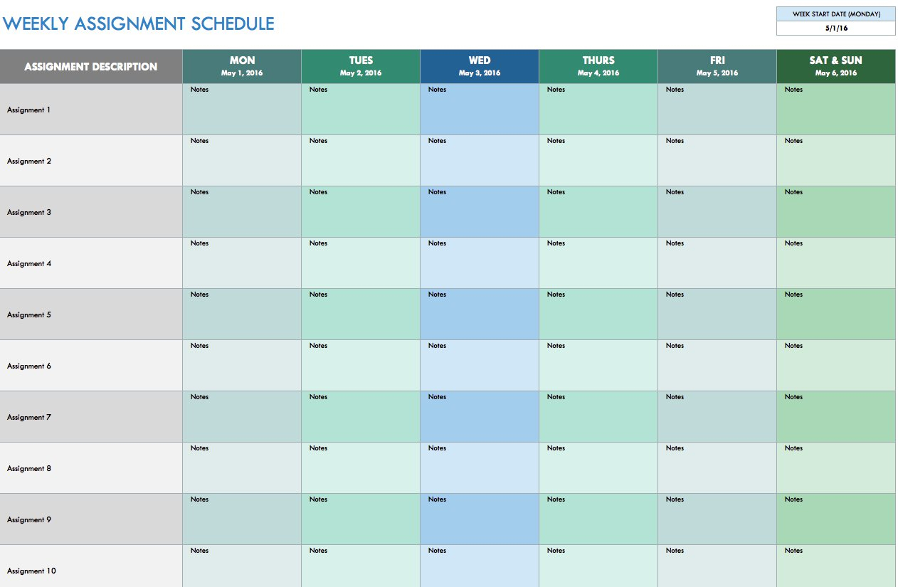 Free Weekly Schedule Templates For Excel - Smartsheet