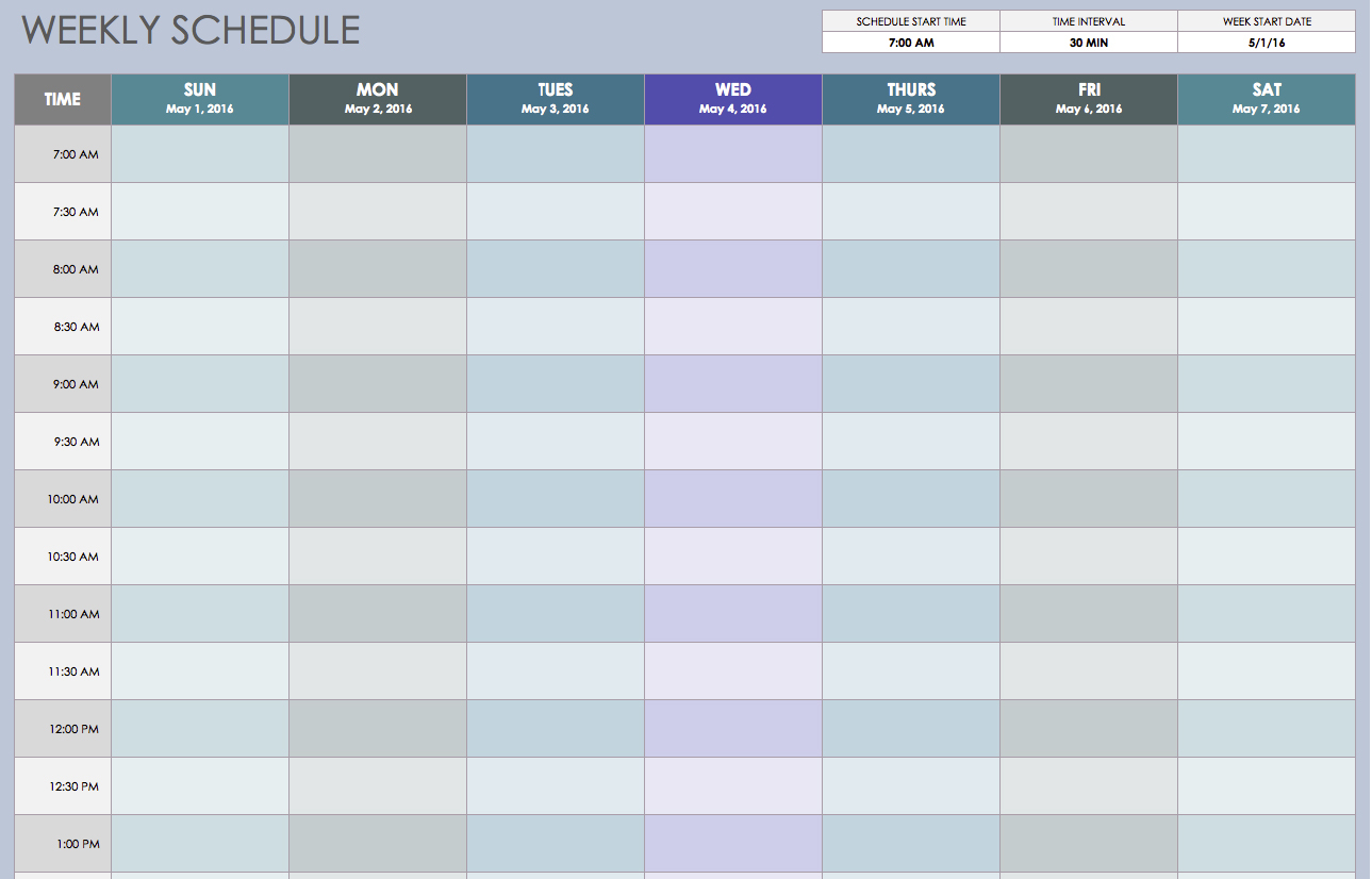 Free Weekly Schedule Templates For Excel - Smartsheet